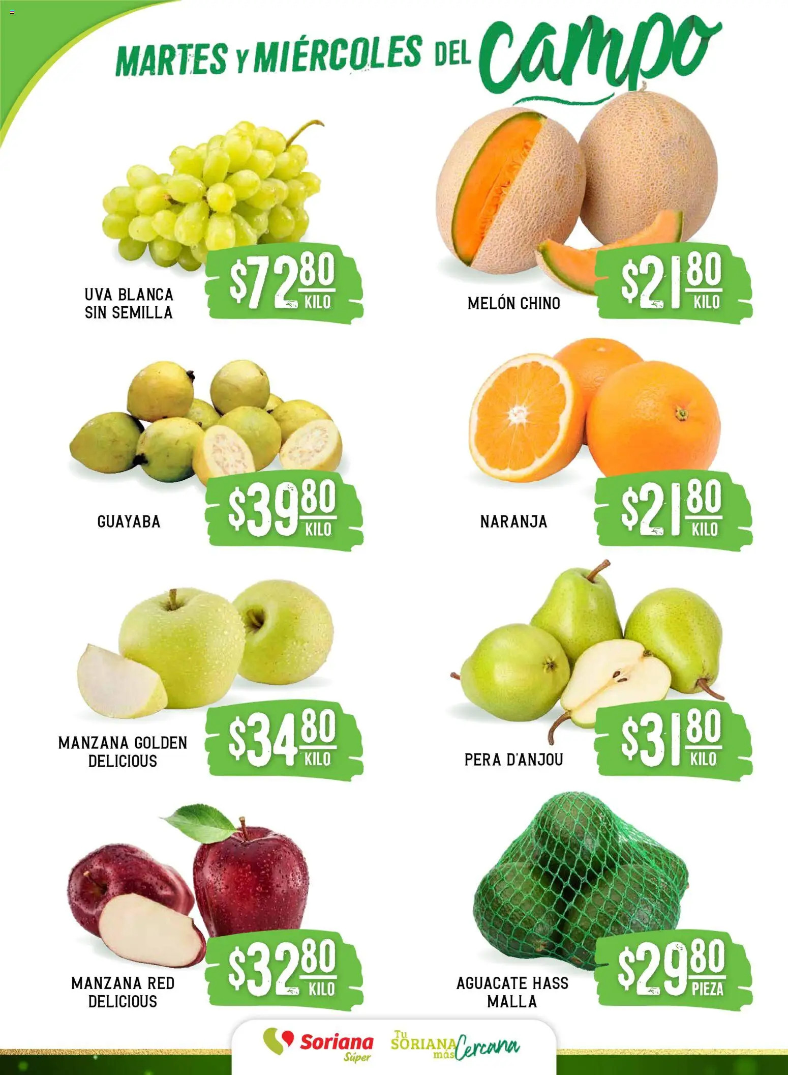 Nuevas ofertas de Soriana válidas en toda la República Mexicana desde el 09.12.2025. ¡Encuentra las mejores ofertas en Soriana - Martes y Miércoles del Campo Súper: Tijuana, Mexicali, Ensenada, San Luis Río Colorado y Tecate! | Página: 2 | Productos: Pera, Melón, Manzana, Malla
