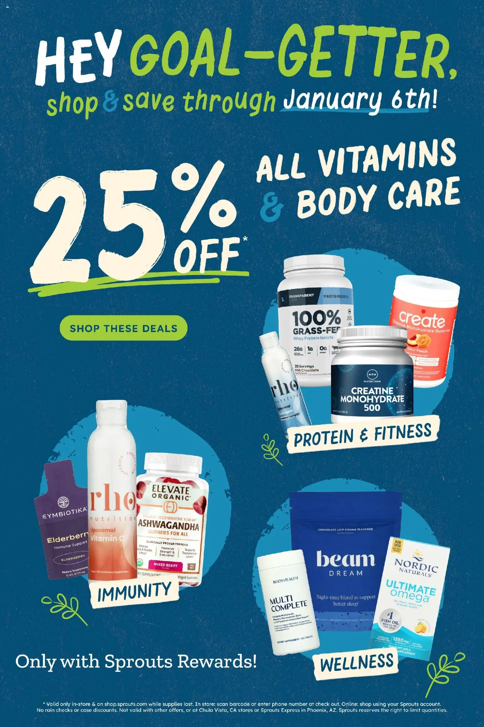Sprouts Weekly Ad - valid from 31.12.2025 | Page: 8 | Products: Creatine, Chocolate, Fish, Case