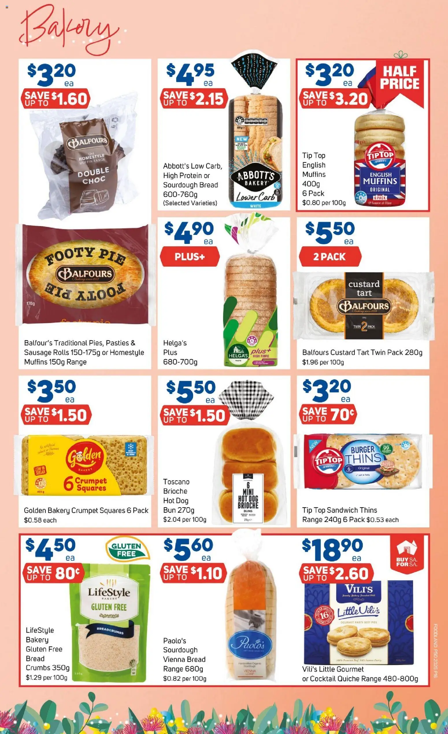 Foodland catalogue - valid from 10.12.2025 | Page: 16 | Products: Bread, Muffins, Sausage, Bakery
