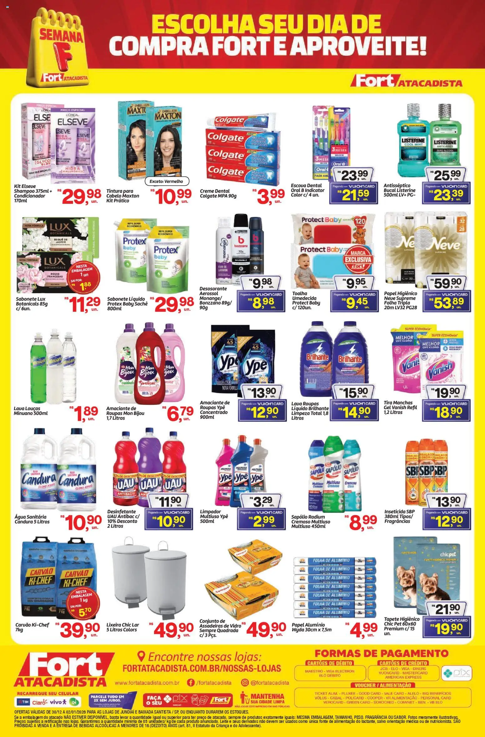 Fort Atacadista Folheto - válido de 30.12.2025 | Página: 4 | Produtos: Cloro, Escova, Sabonete líquido, Inseticida