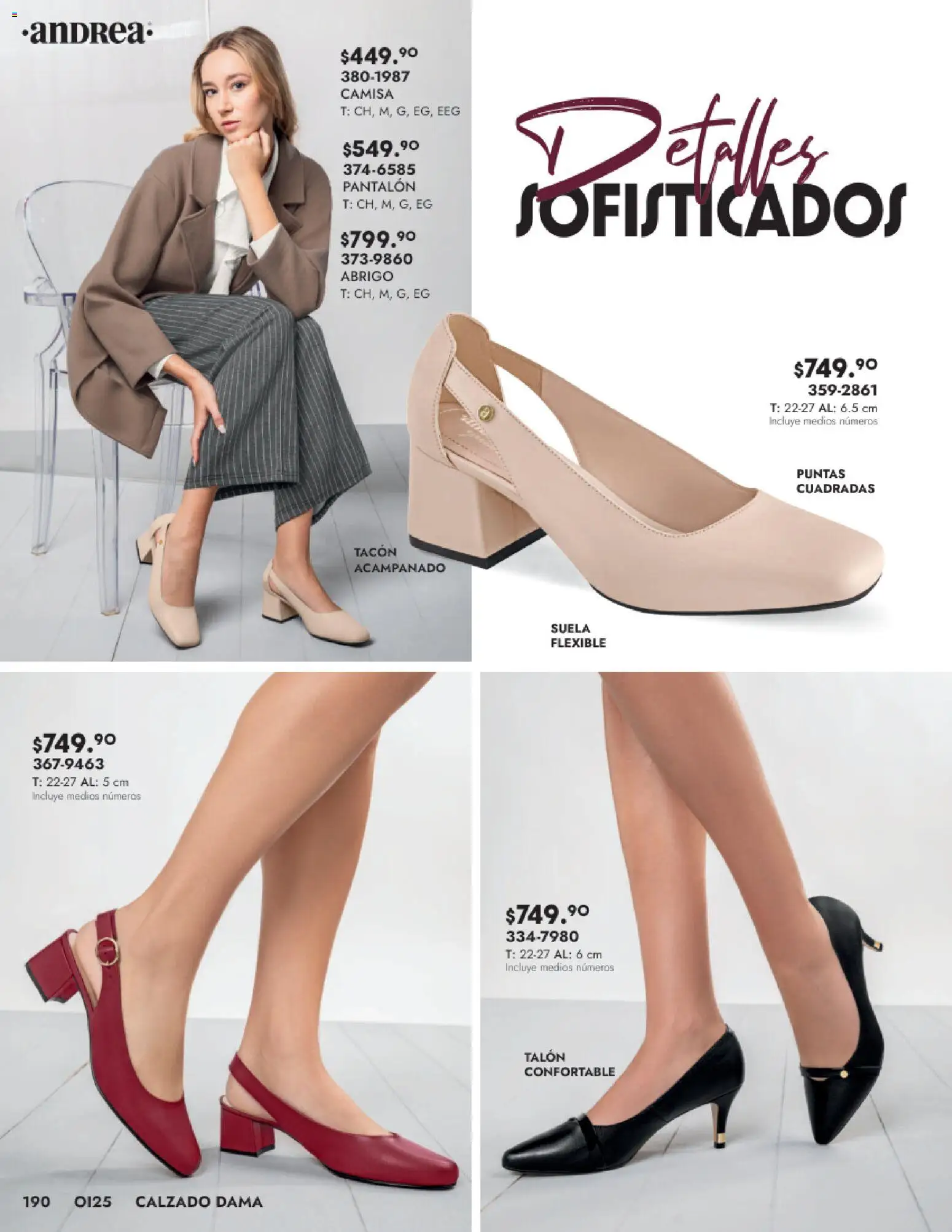 Nuevas ofertas de Andrea válidas en toda la República Mexicana desde el 24.08.2025. ¡Encuentra las mejores ofertas en Andrea - Catálogo Calzado Dama! | Página: 190 | Productos: Abrigo, Camisa, Flexible