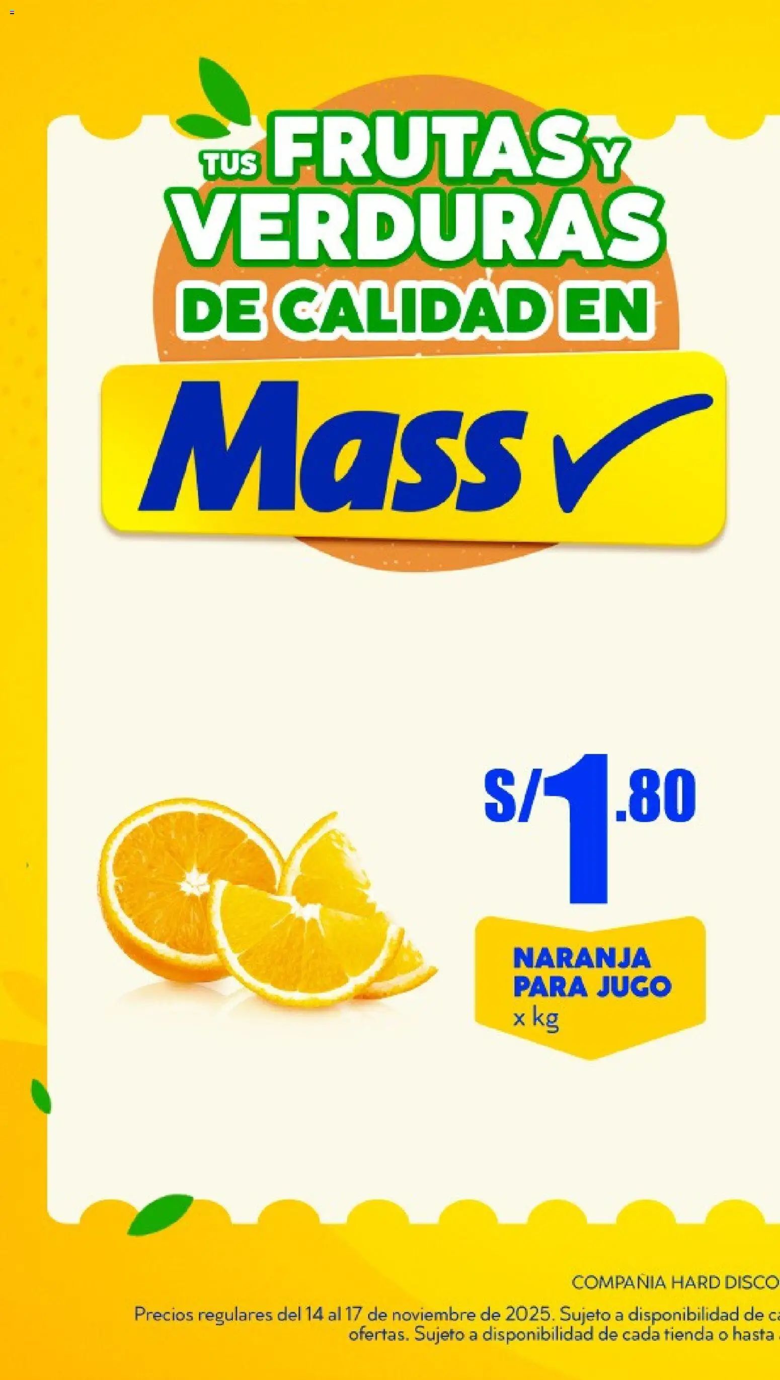 Catálogo Mass válido desde 14.11.2025 | Página: 1 | Productos: Jugo, Disco