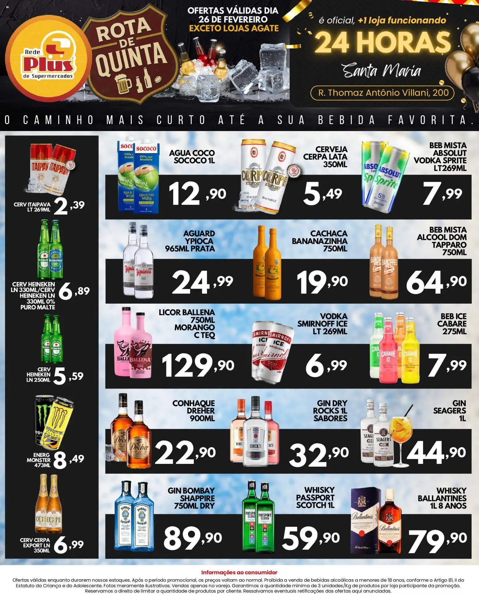 Rede Plus Supermercados Folheto - válido de 25.02.2026 | Página: 4 | Produtos: Água de coco, Licor, Gin, Vodka