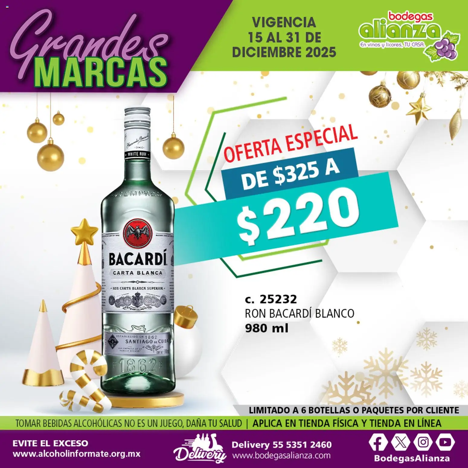 Nuevas ofertas de Bodegas Alianza válidas en toda la República Mexicana desde el 15.12.2025. ¡Encuentra las mejores ofertas en Bodegas Alianza catálogo Grandes Marcas! | Página: 1