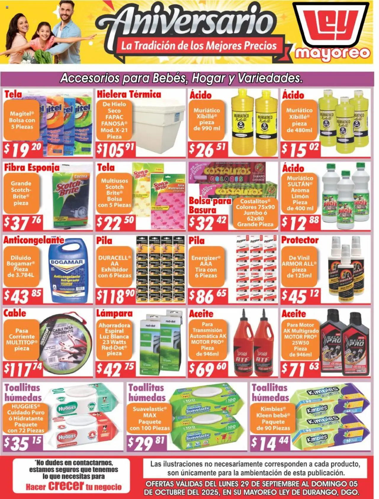 Nuevas ofertas de Casa Ley válidas en toda la República Mexicana desde el 29.09.2025. ¡Encuentra las mejores ofertas en Casa Ley - Folleto Mayoreo! | Página: 1 | Productos: Limón, Aceite, Hielera, Pila