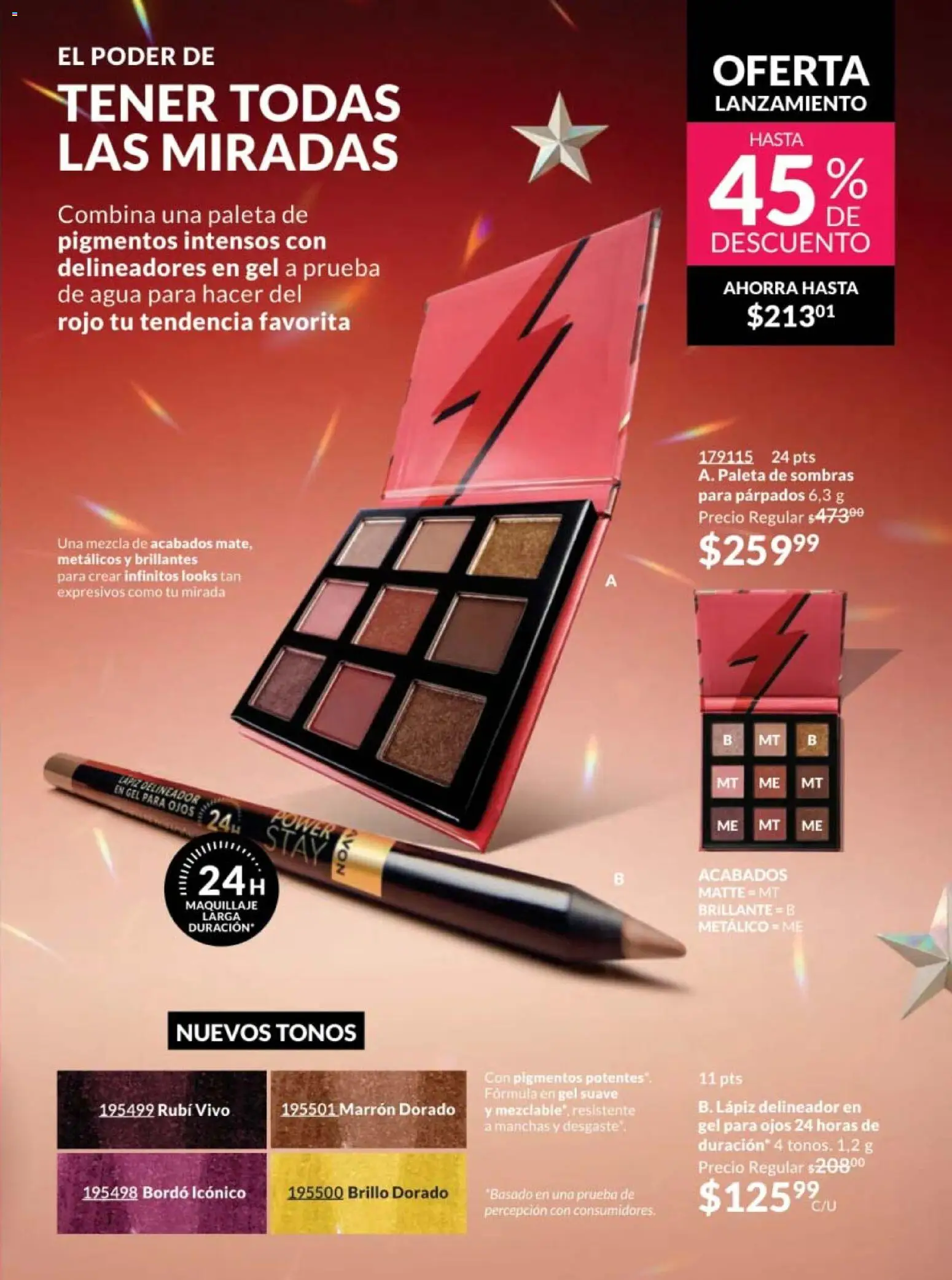 Nuevas ofertas de AVON válidas en toda la República Mexicana desde el 07.11.2025. ¡Encuentra las mejores ofertas en AVON campaña 17 2025! | Página: 11 | Productos: Paleta, Brillo, Maquillaje, Delineador