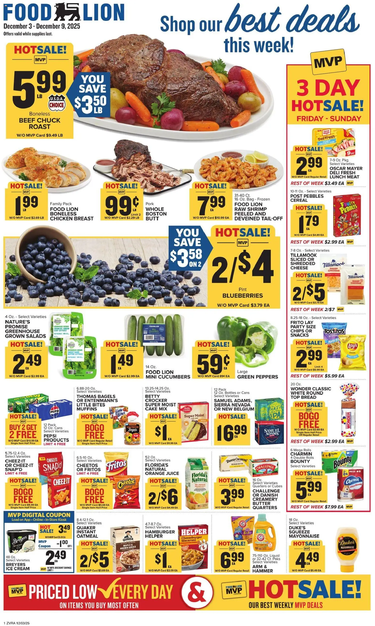 Food Lion Weekly Ad - valid from 03.12.2025 | Page: 1 | Products: Bread, Ham, Chips, Mayonnaise