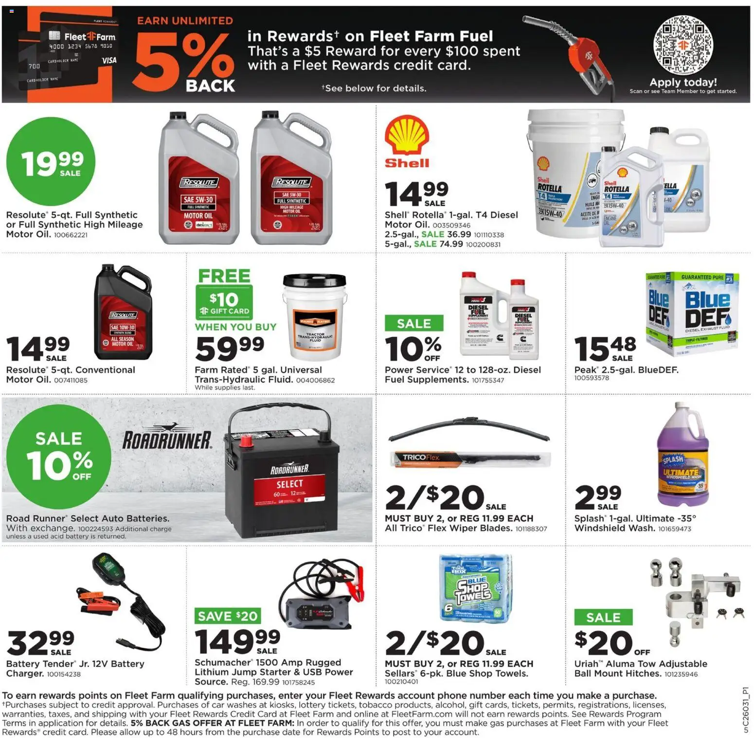 Mills Fleet Farm Weekly Ad - valid from 12.01.2026 | Page: 7 | Products: Windshield, Starter, Motor Oil, Date