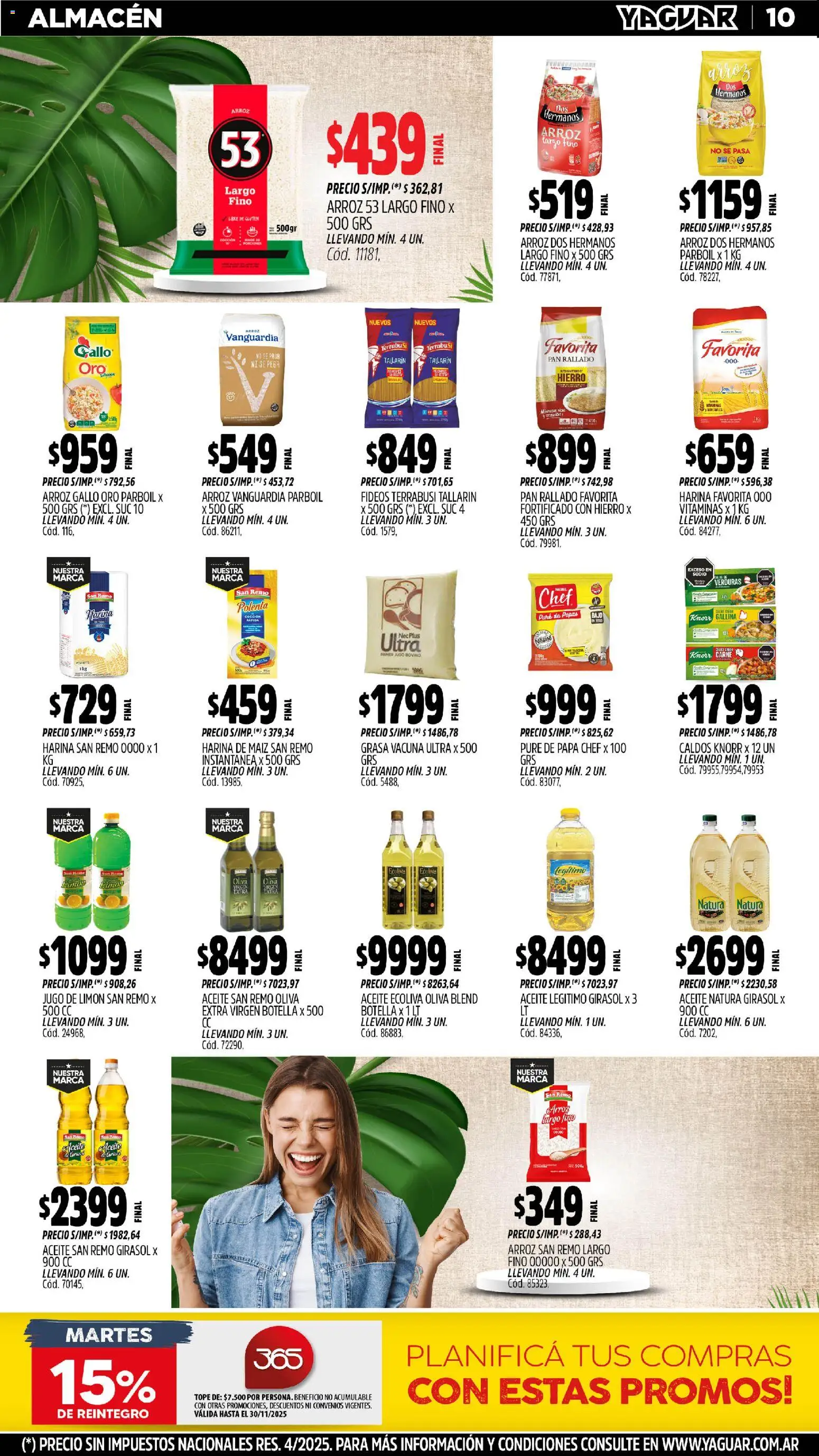 Yaguar - Mar del Plata │ válido desde el 10.11.2025 | Página: 11 | Productos: Harina, Papa, Arroz, Fideos