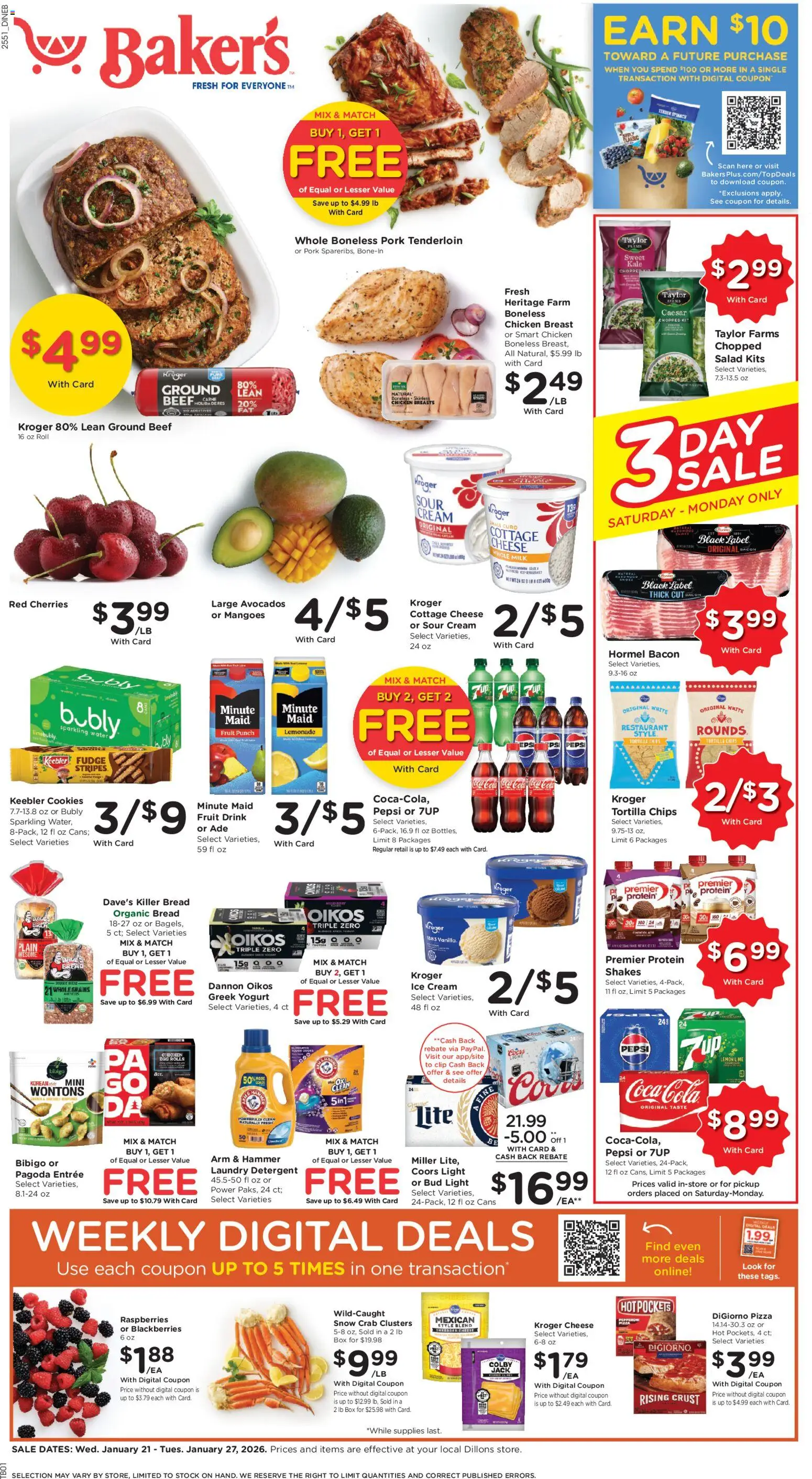 Baker's Weekly Ad - valid from 21.01.2026 | Page: 1 | Products: Kale, Clip, Beef, Ice cream