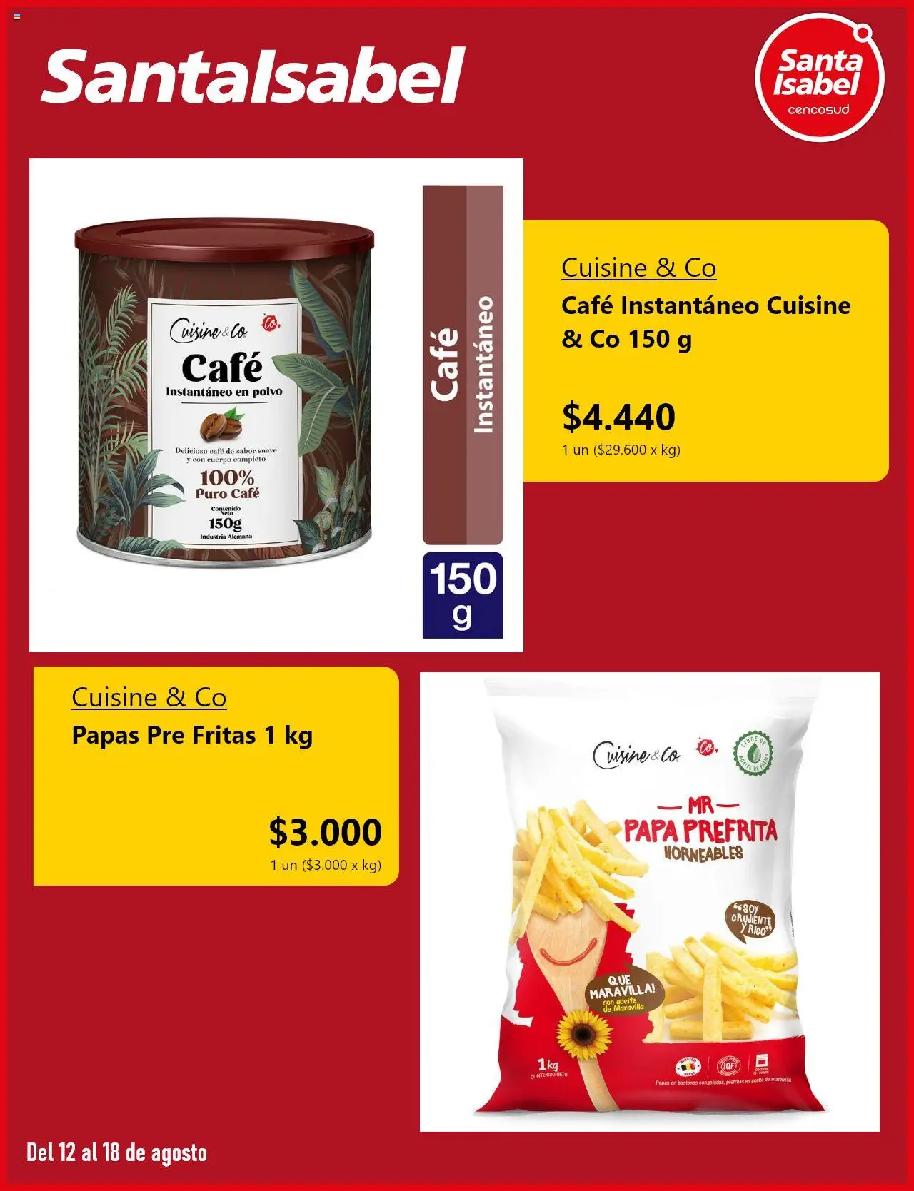 Santa Isabel ofertas  │ válido desde el 12.08.2025 | Página: 3 | Productos: Polvo, Café, Papa, Aceite