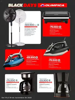 Olímpica - Ofertas BLACK DAYS -  Vista previa de la revista de la tienda Olímpica valido desde el 19.11.2025 | Página: 20 | Productos: Plancha, Cafetera, Ventilador