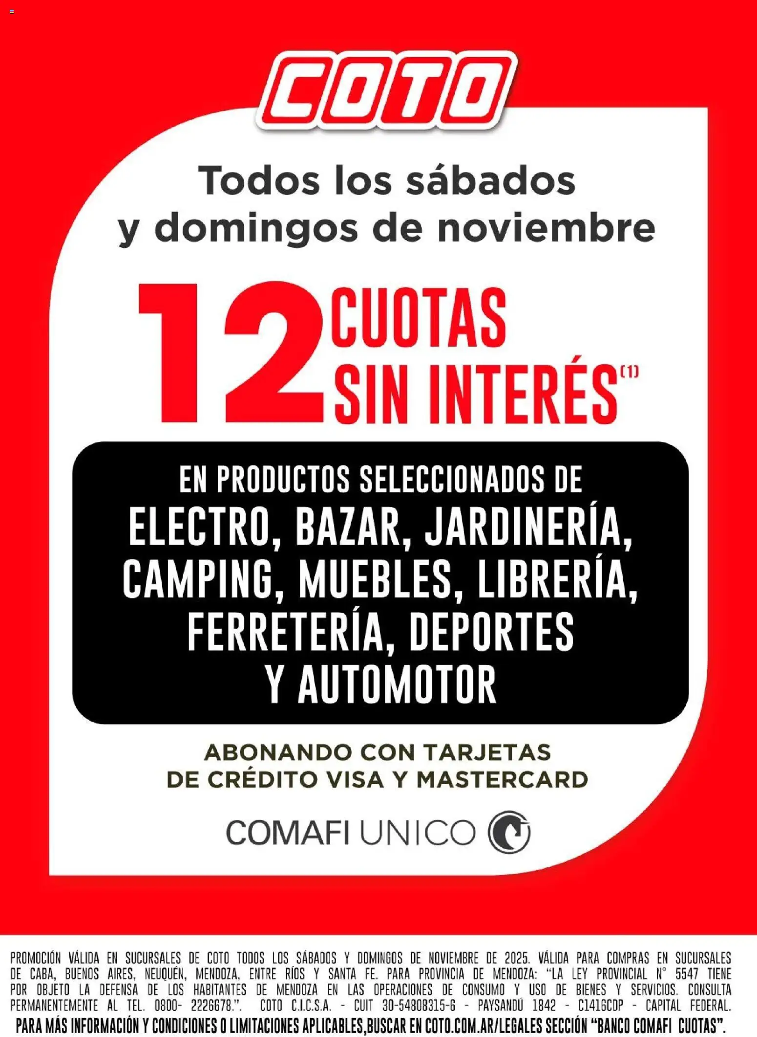 Coto - Banco Comafi CSI Noviembre │ válido desde el 01.11.2025 | Página: 1 | Productos: Banco