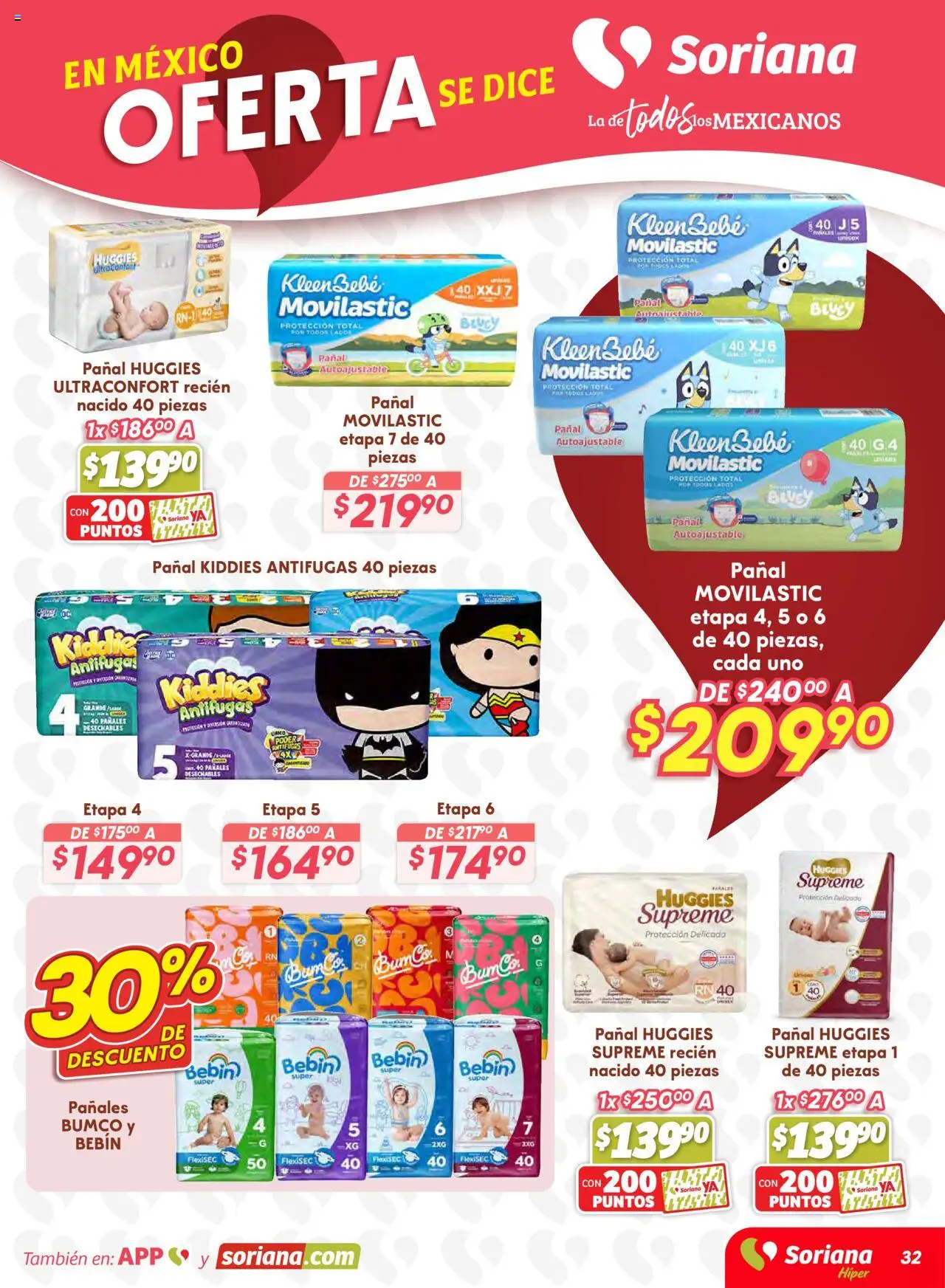 Nuevas ofertas de Soriana válidas en toda la República Mexicana desde el 16.10.2025. ¡Encuentra las mejores ofertas en Soriana - Preciazazaso Híper: Valle de México! | Página: 32 | Productos: Pañales