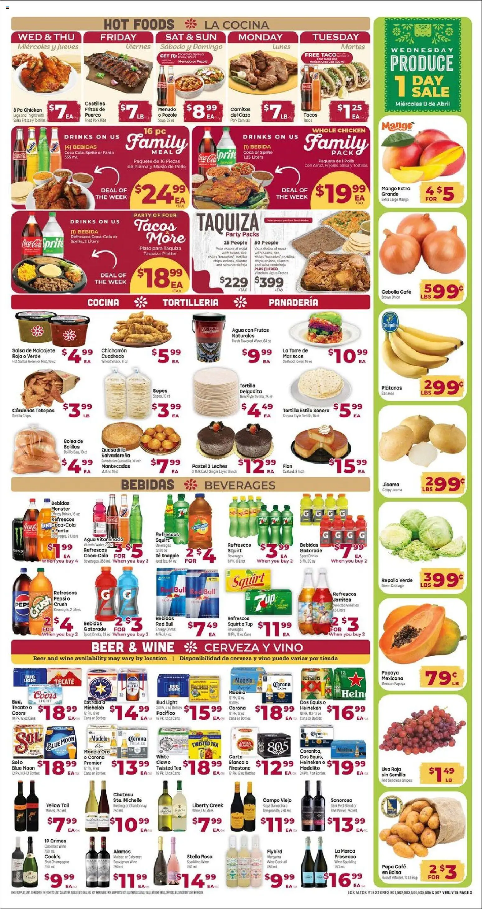 Cardenas Weekly Ad - AZ - valid from 08.04.2026 | Page: 3 | Products: Vitamin, Wine, Pork, Seafood