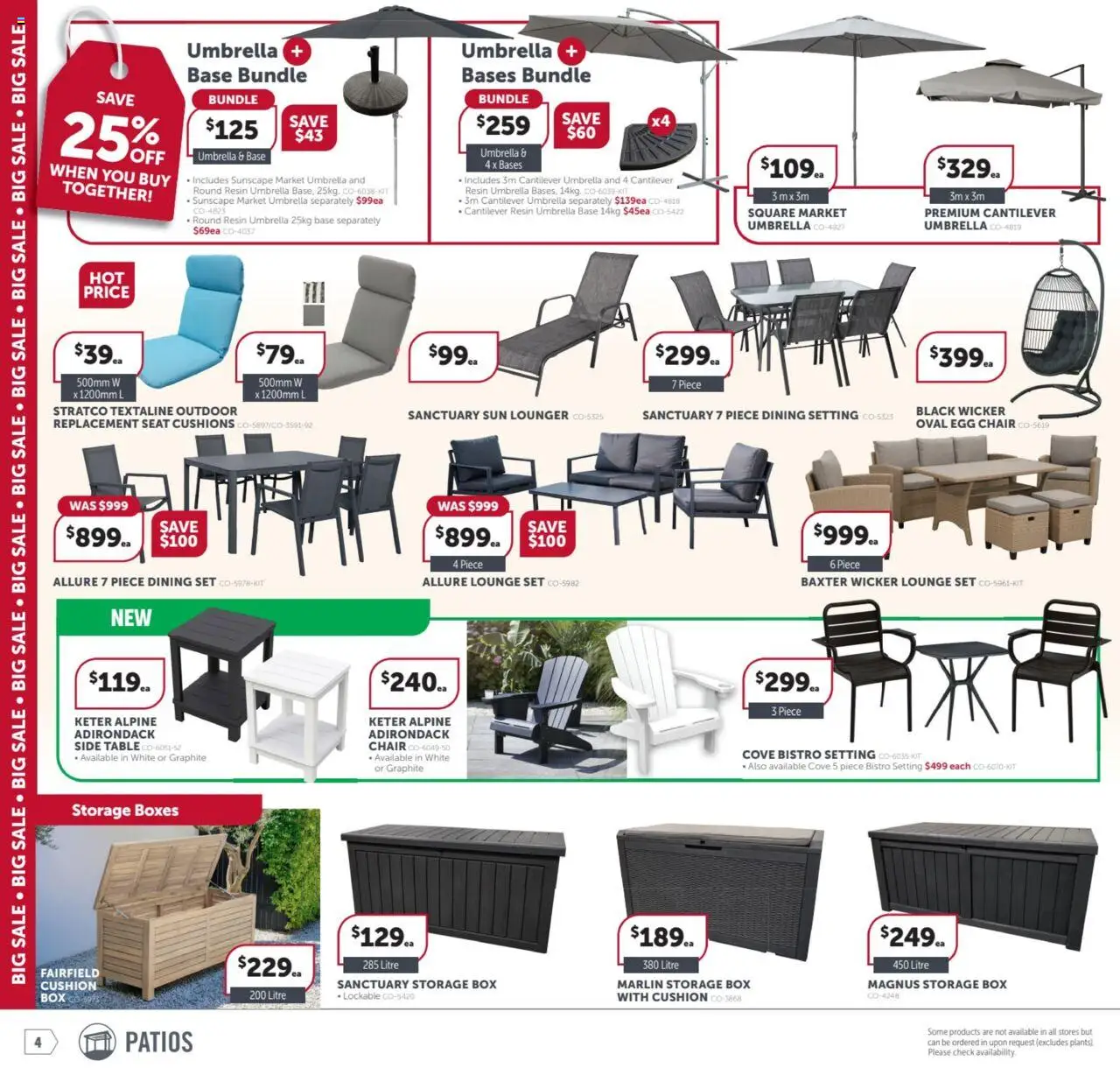 Stratco catalogue - valid from 19.09.2025 | Page: 4 | Products: Chair, Cushion, Box, Umbrella