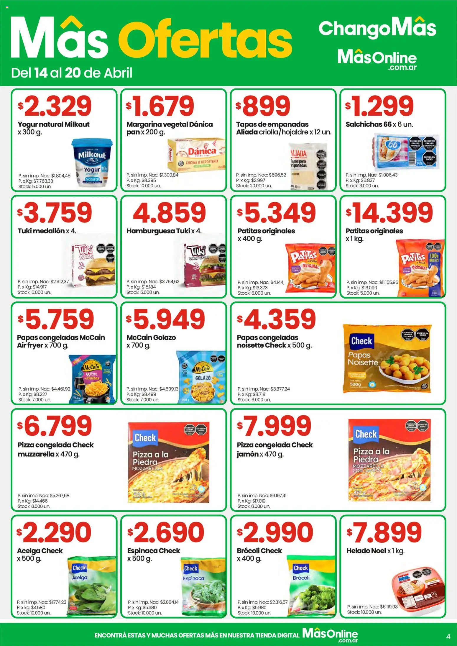 Punto Mayorista catálogo │ válido desde el 14.04.2026 | Página: 4 | Productos: Helado, Acelga, Yogur, Margarina