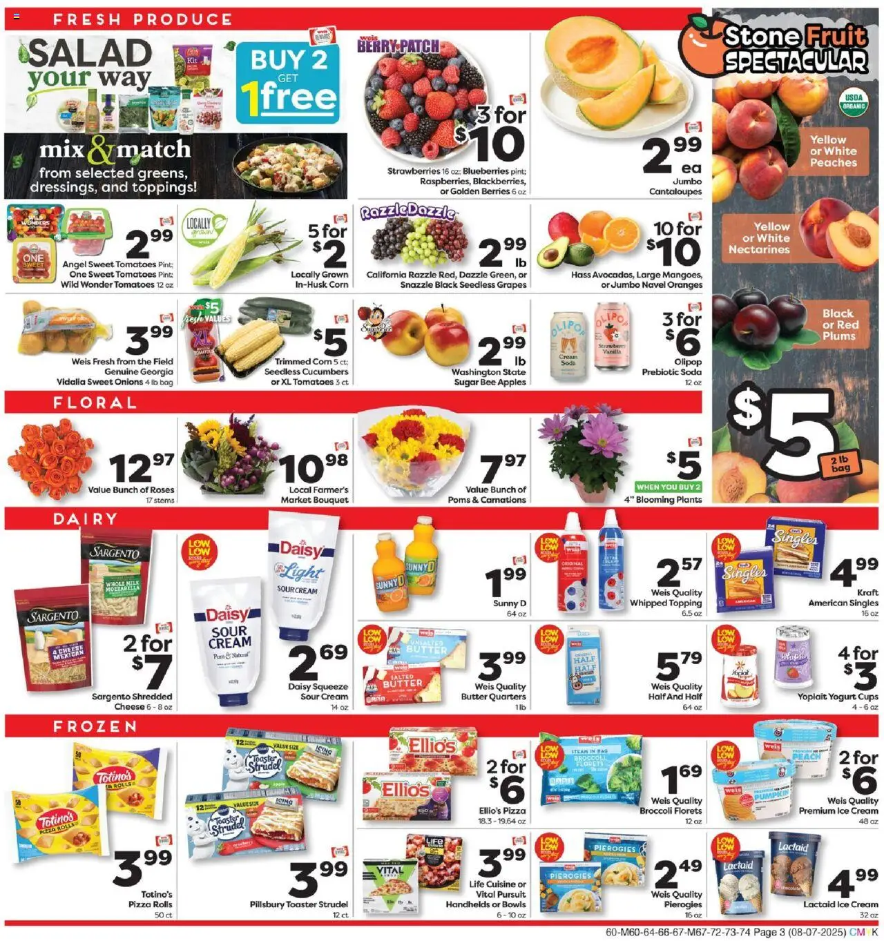 Weis Weekly Circular - VA - valid from 07.08.2025 | Page: 3 | Products: Berries, Yogurt, Ice cream, Pumpkin