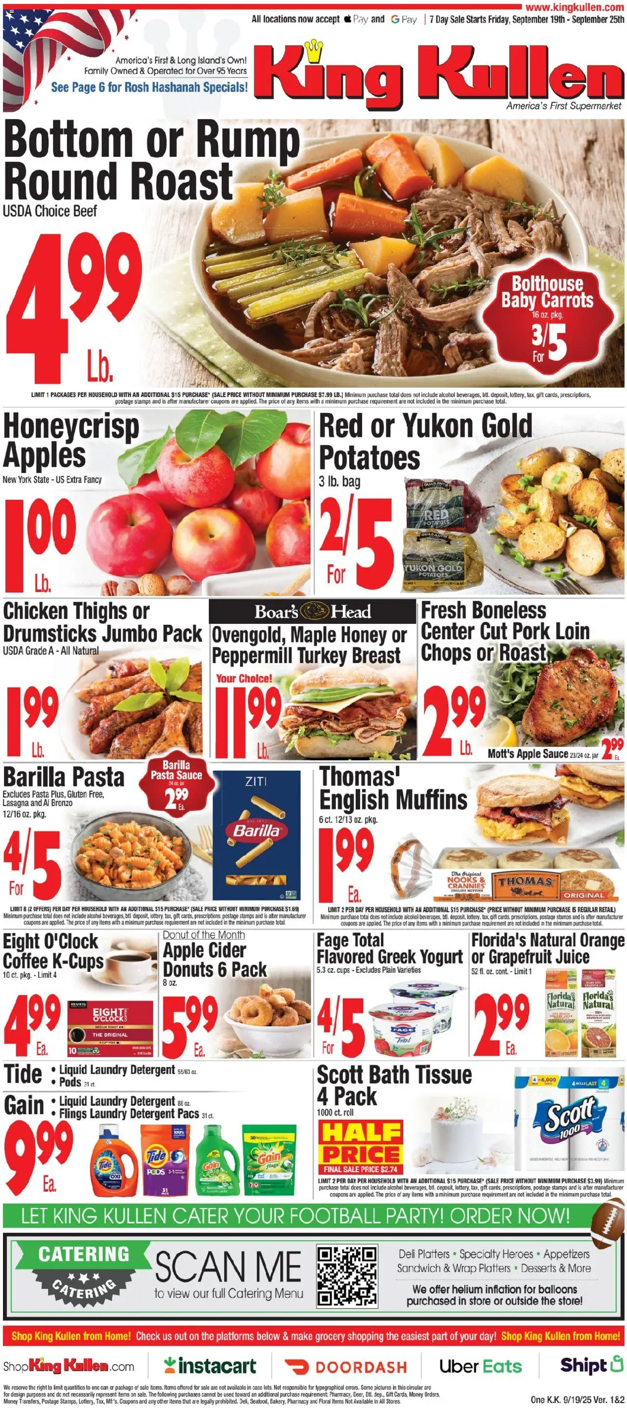 King Kullen Weekly Ad - valid from 18.09.2025 | Page: 1 | Products: Bath, Juice, Apples, Case