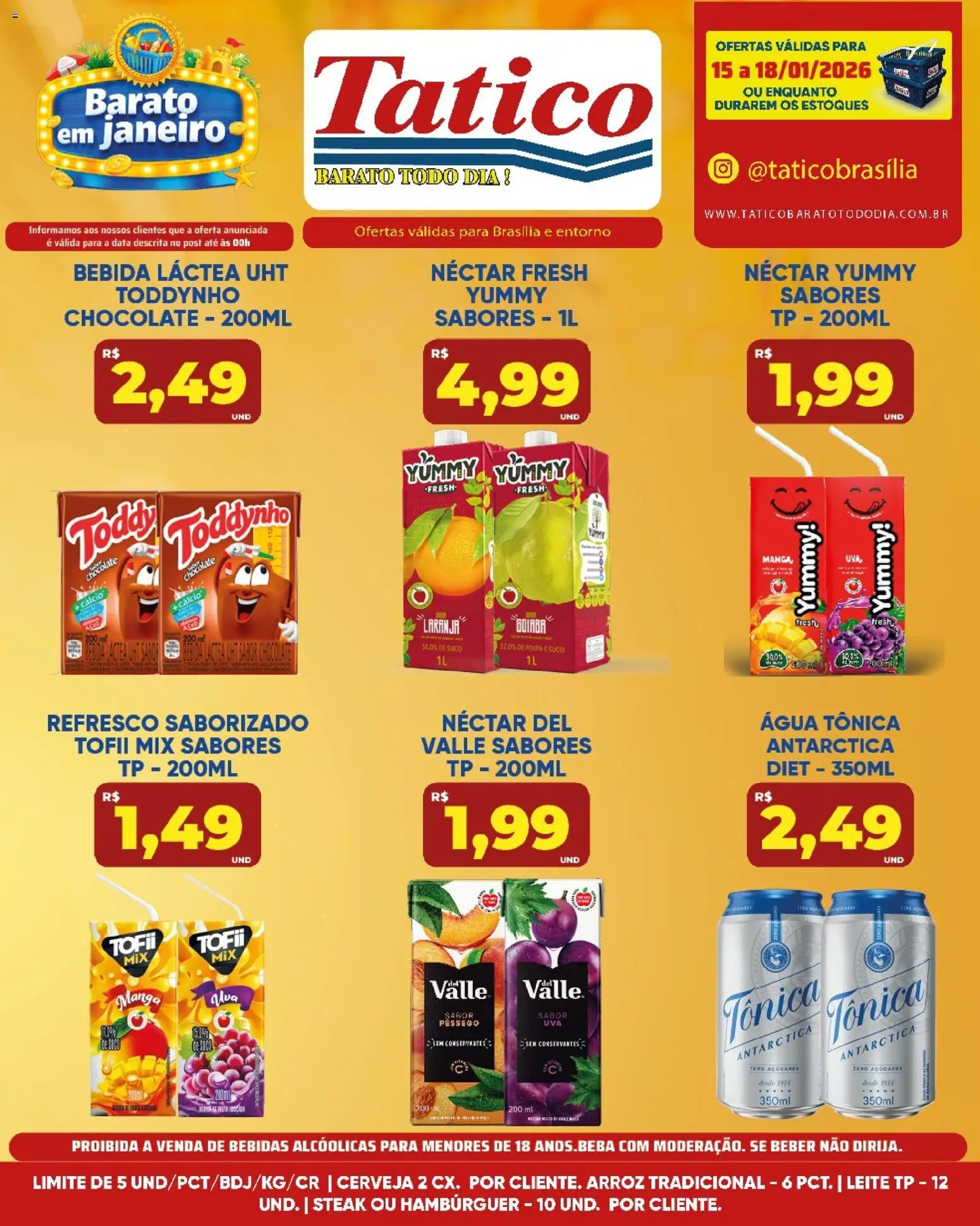 Tatico Folheto - válido de 17.01.2026 | Página: 34 | Produtos: Pêssego, Leite, Cerveja, Hambúrguer