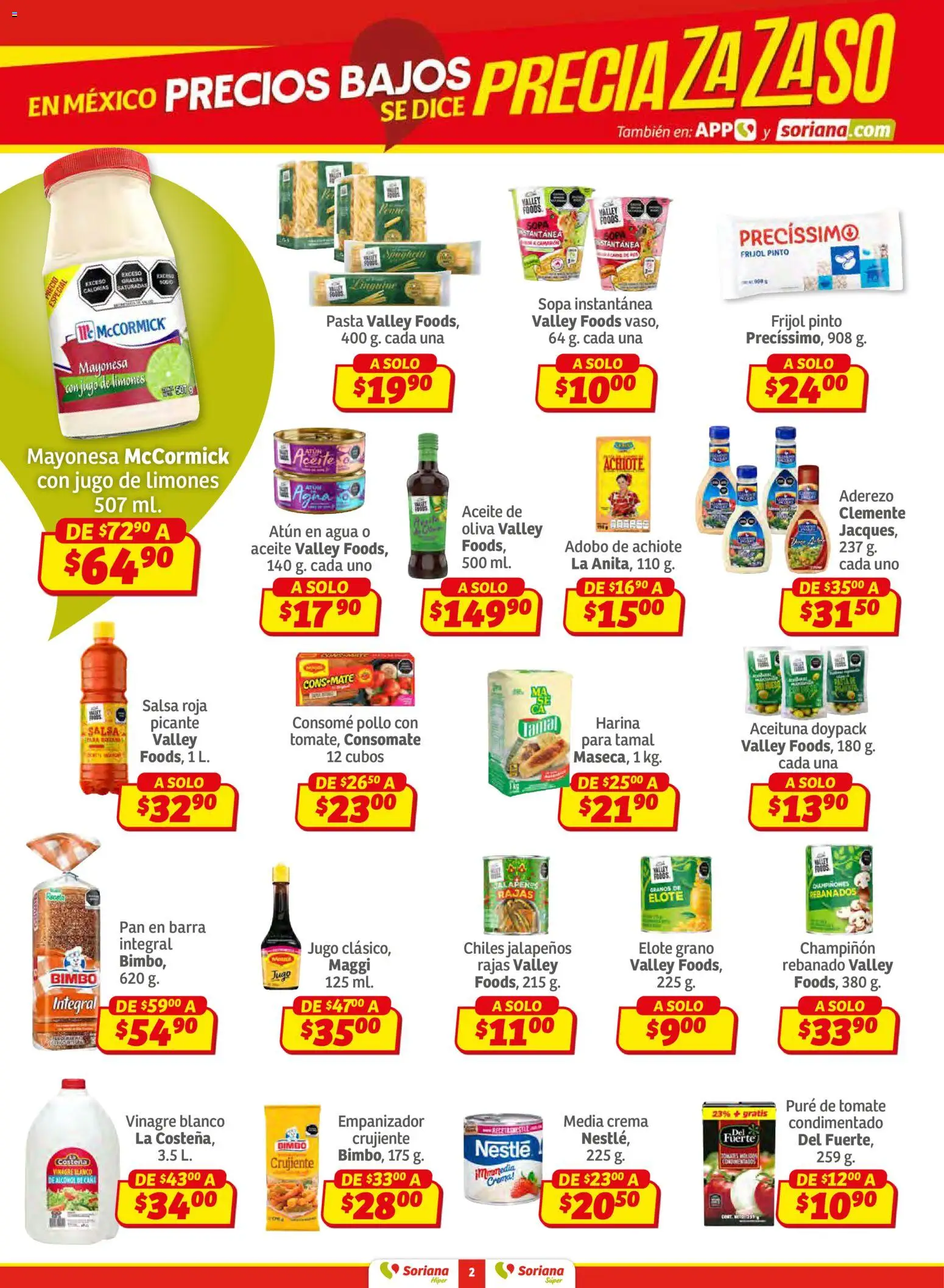 Nuevas ofertas de Soriana válidas en toda la República Mexicana desde el 02.01.2026. ¡Encuentra las mejores ofertas en Soriana - Preciazazaso Híper: Ags, Col, Gto, Jal, Mich! | Página: 2 | Productos: Harina, Mayonesa, Atún, Tomate