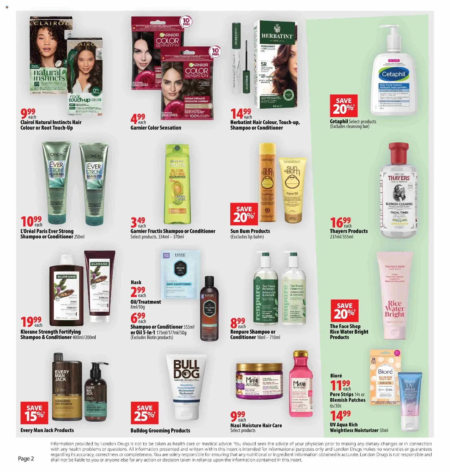London Drugs flyer valid from 31.12.2025 | Page: 2 | Products: Tea, Shampoo, Conditioner, Butter