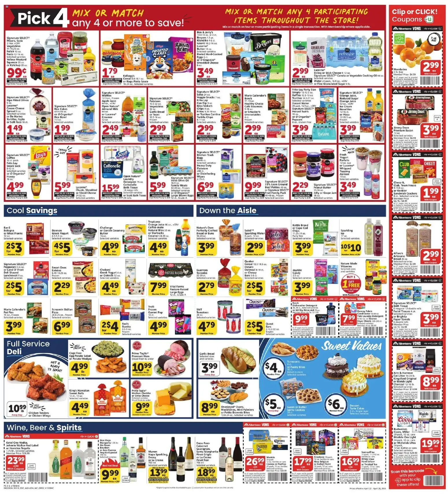 Vons Weekly Ad - valid from 22.04.2026 | Page: 2 | Products: Bread, Ketchup, Cream, Sauce
