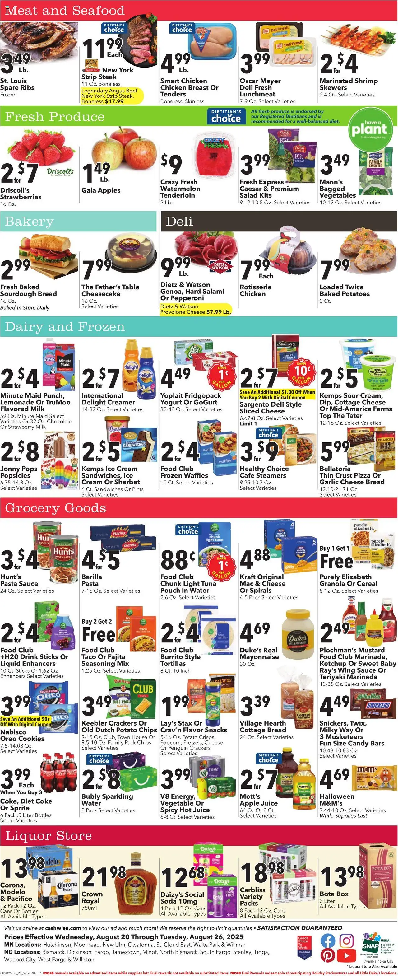 Cash Wise Weekly Ad - valid from 20.08.2025 | Page: 2 | Products: Yogurt, Vegetables, Watermelon, Cheesecake