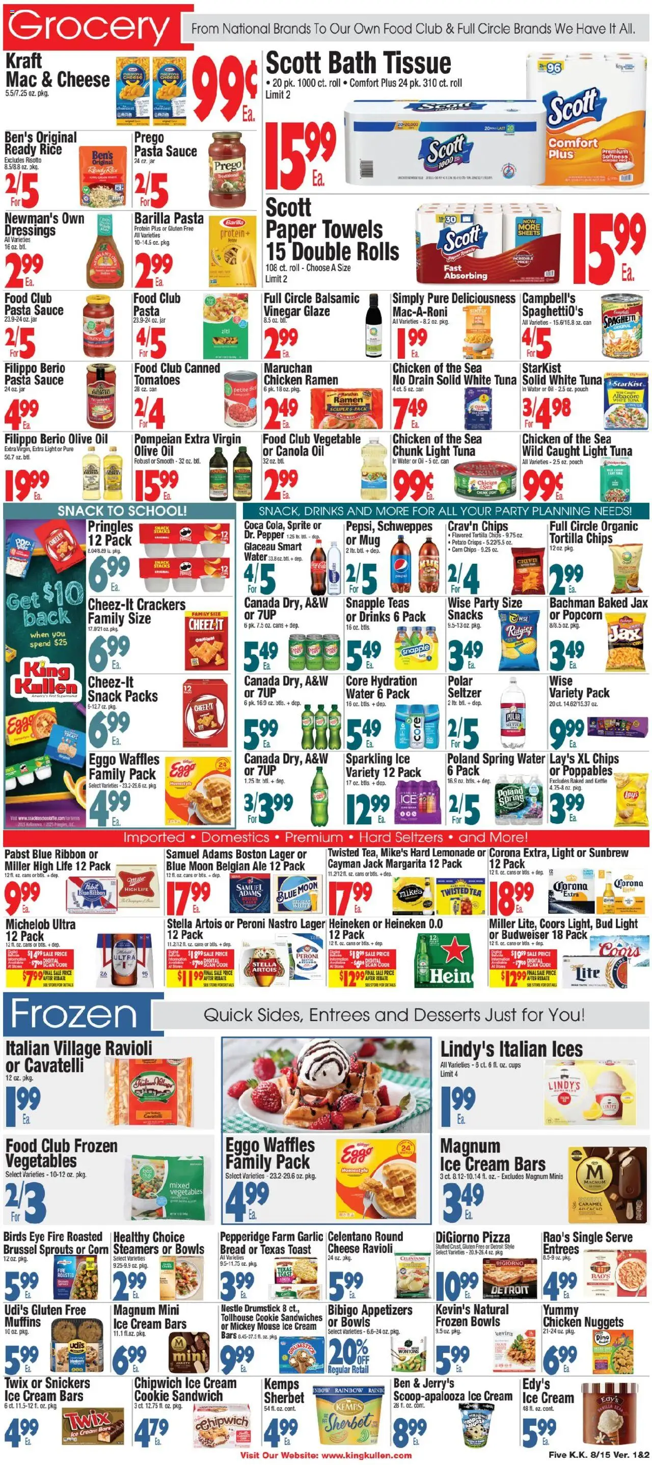King Kullen Weekly Ad - valid from 14.08.2025 | Page: 5 | Products: Pizza, Ice cream, Water, Kettle