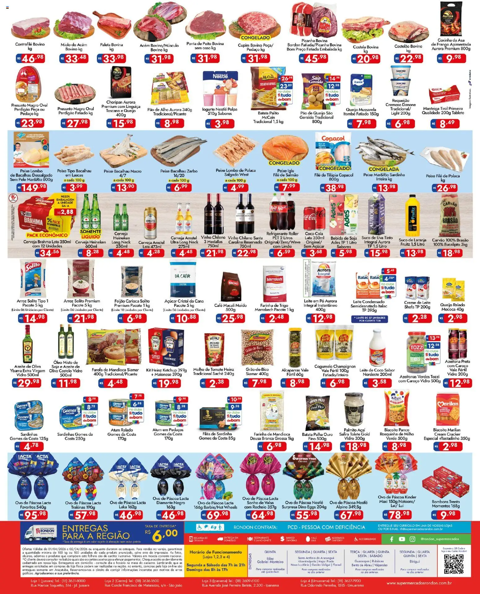 Supermercados Rondon Folheto - válido de 01.04.2026 | Página: 2 | Produtos: Manteiga, Peixe, Frango, Leite condensado