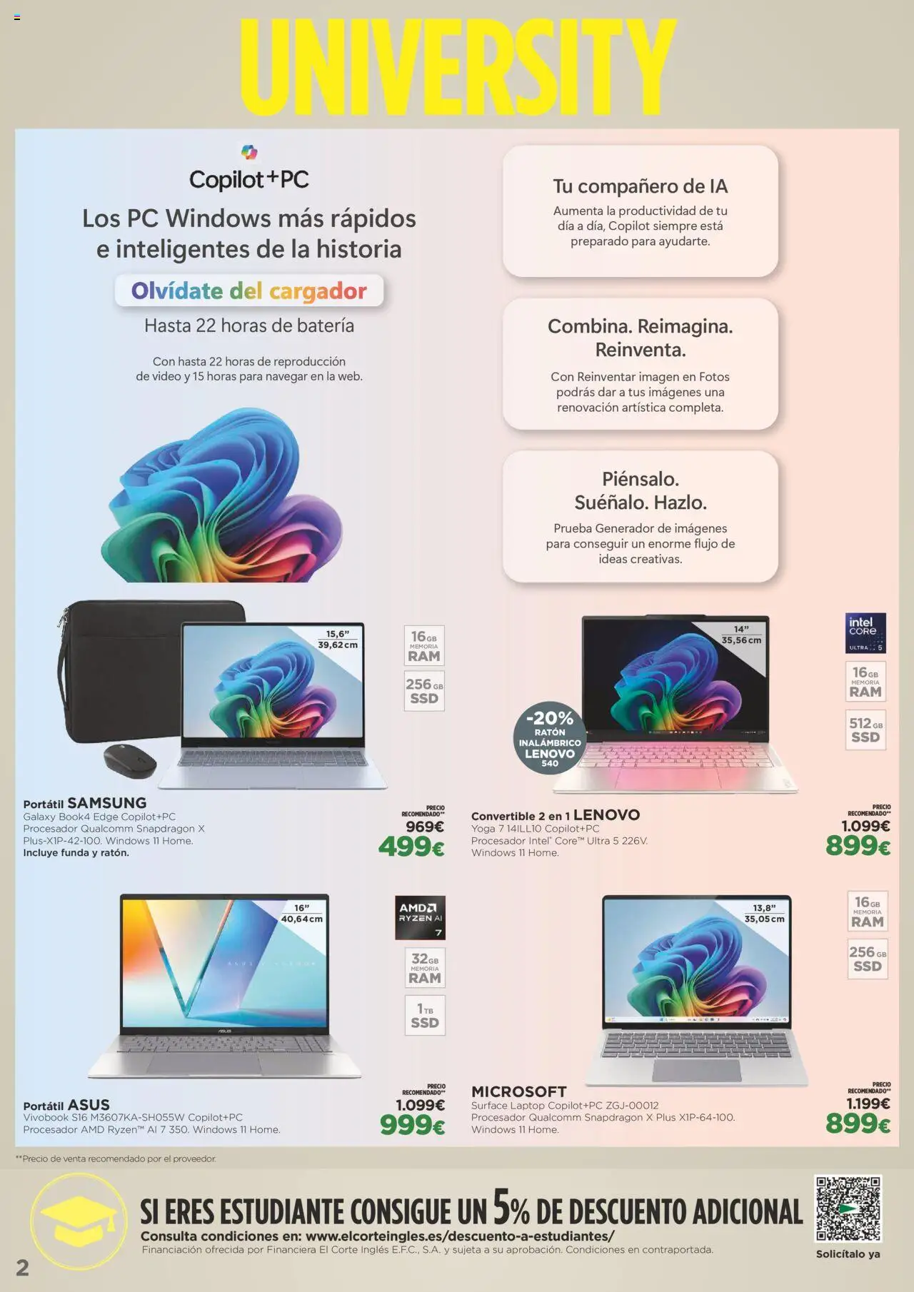 Nuevas ofertas de El Corte Inglés válidas en toda la República Mexicana desde el 22.09.2025. ¡Encuentra las mejores ofertas en El Corte Inglés - Catálogo University! | Página: 2 | Productos: Cargador, Funda, Batería, Video