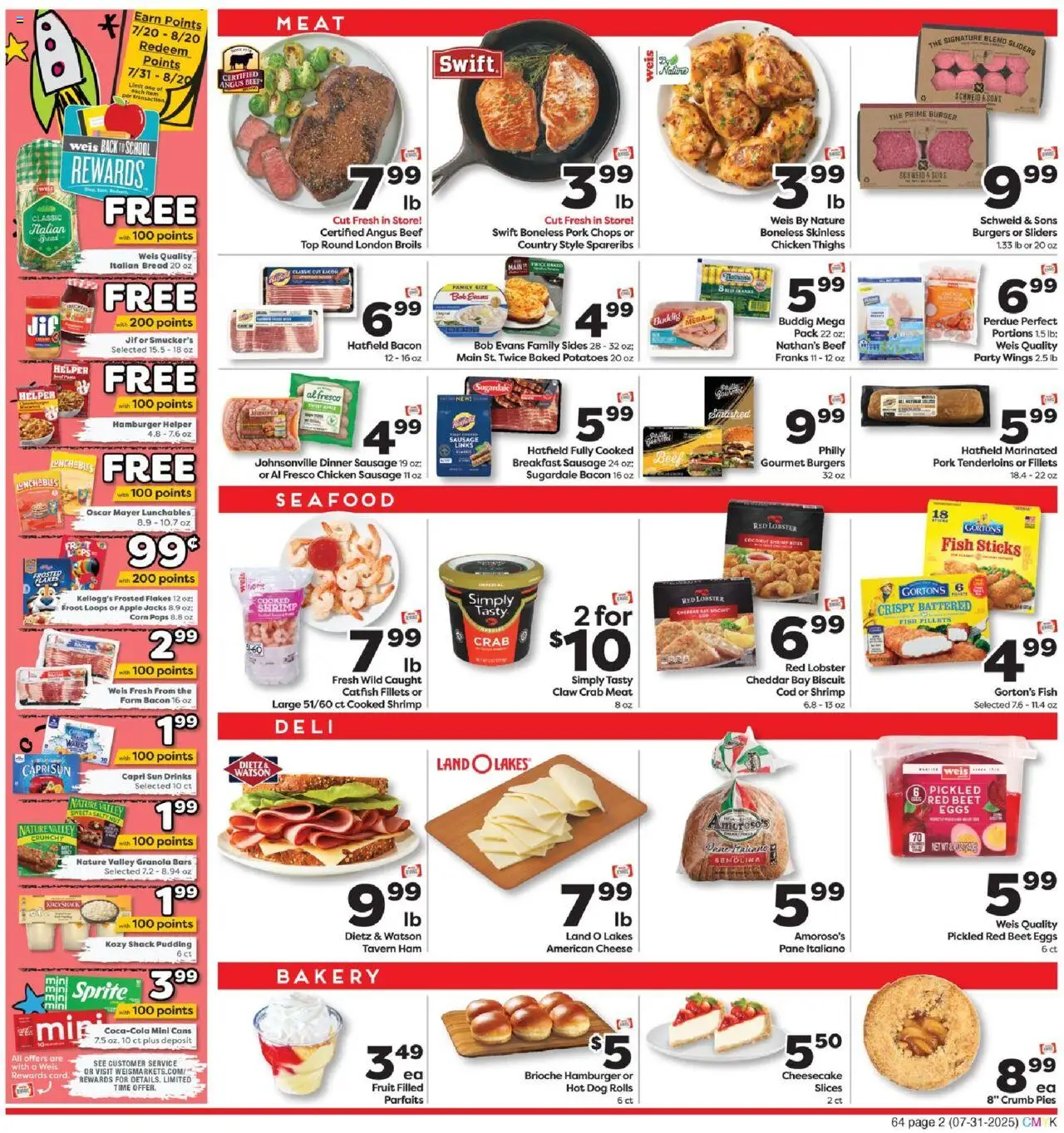 Weis Weekly Circular - NY - valid from 31.07.2025 | Page: 2 | Products: Bakery, Fish, Potatoes, Seafood