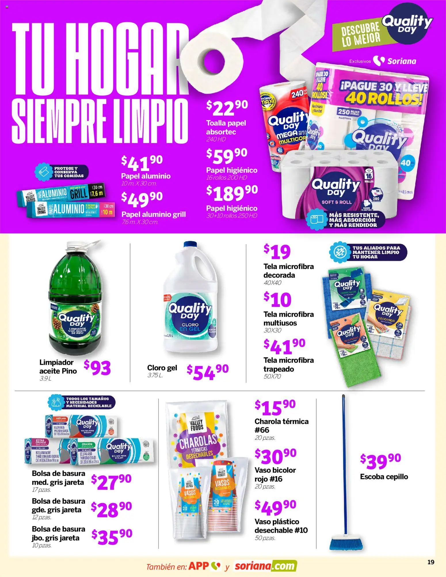 Nuevas ofertas de Soriana válidas en toda la República Mexicana desde el 26.03.2026. ¡Encuentra las mejores ofertas en Soriana Descubre lo mejor Súper Nacional! | Página: 19 | Productos: Bolsa, Aceite, Limpiador, Vasos