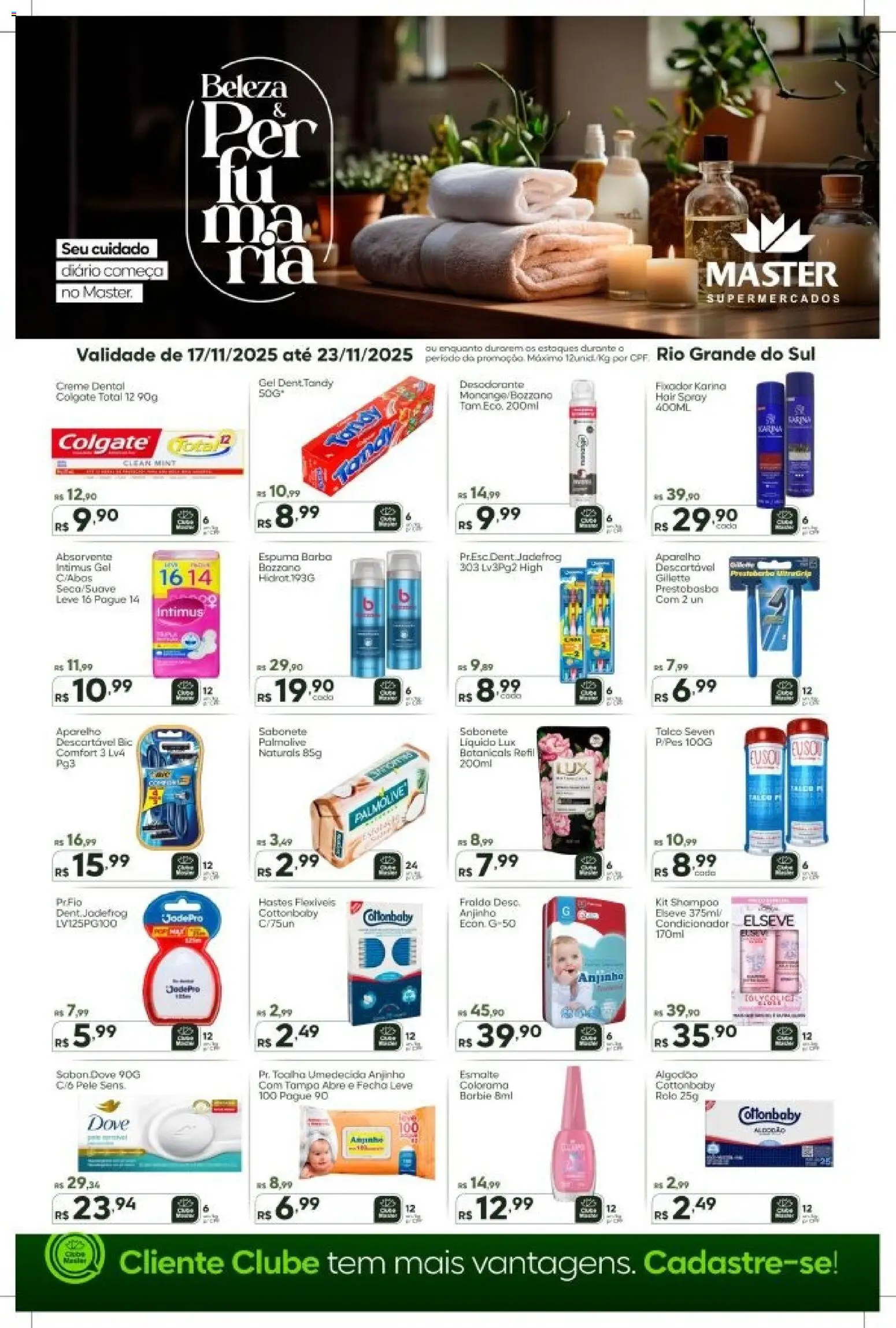 Master Folheto - válido de 17.11.2025 | Página: 1 | Produtos: Talco, Rolo, Sabonete, Algodão