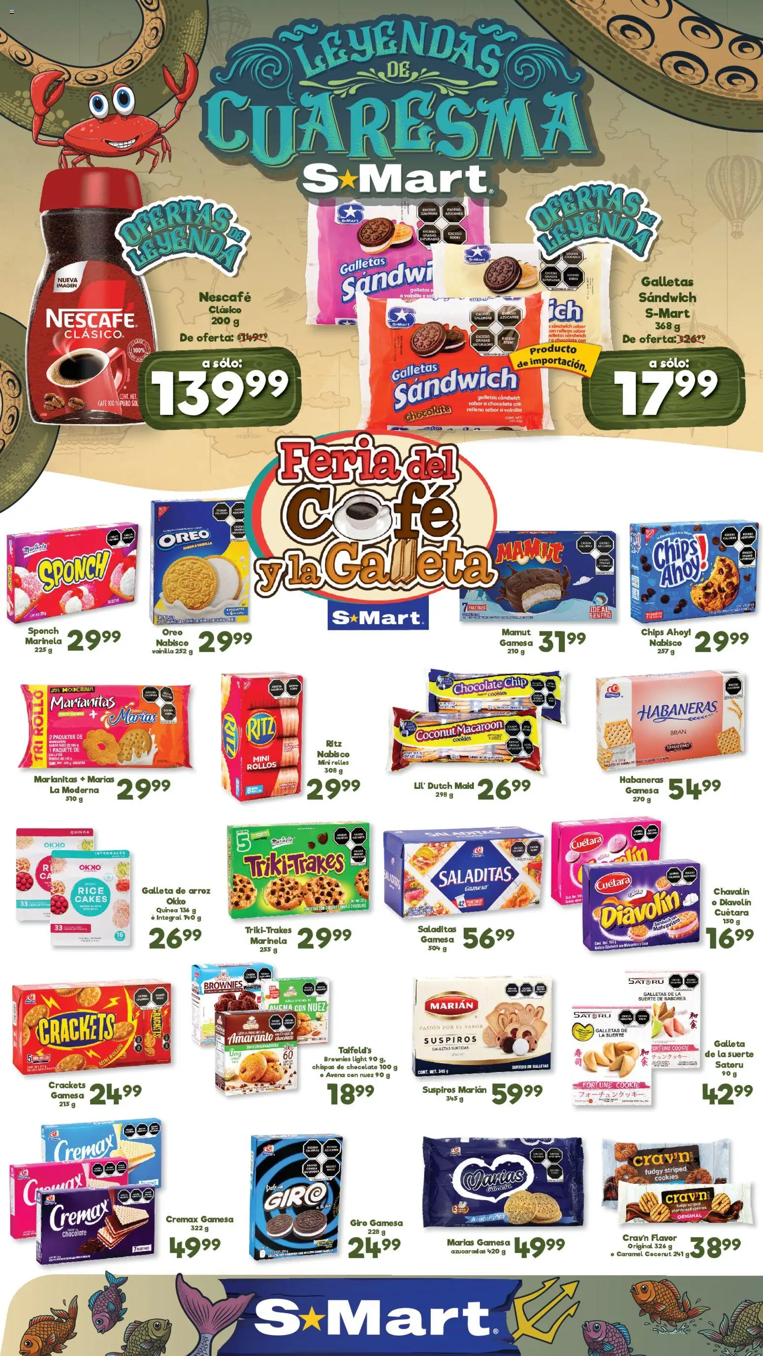 Nuevas ofertas de S-Mart válidas en toda la República Mexicana desde el 20.03.2026. ¡Encuentra las mejores ofertas en S-Mart folleto Ofertas de feria Juárez! | Página: 1 | Productos: Sal, Avena, Café, Nuez