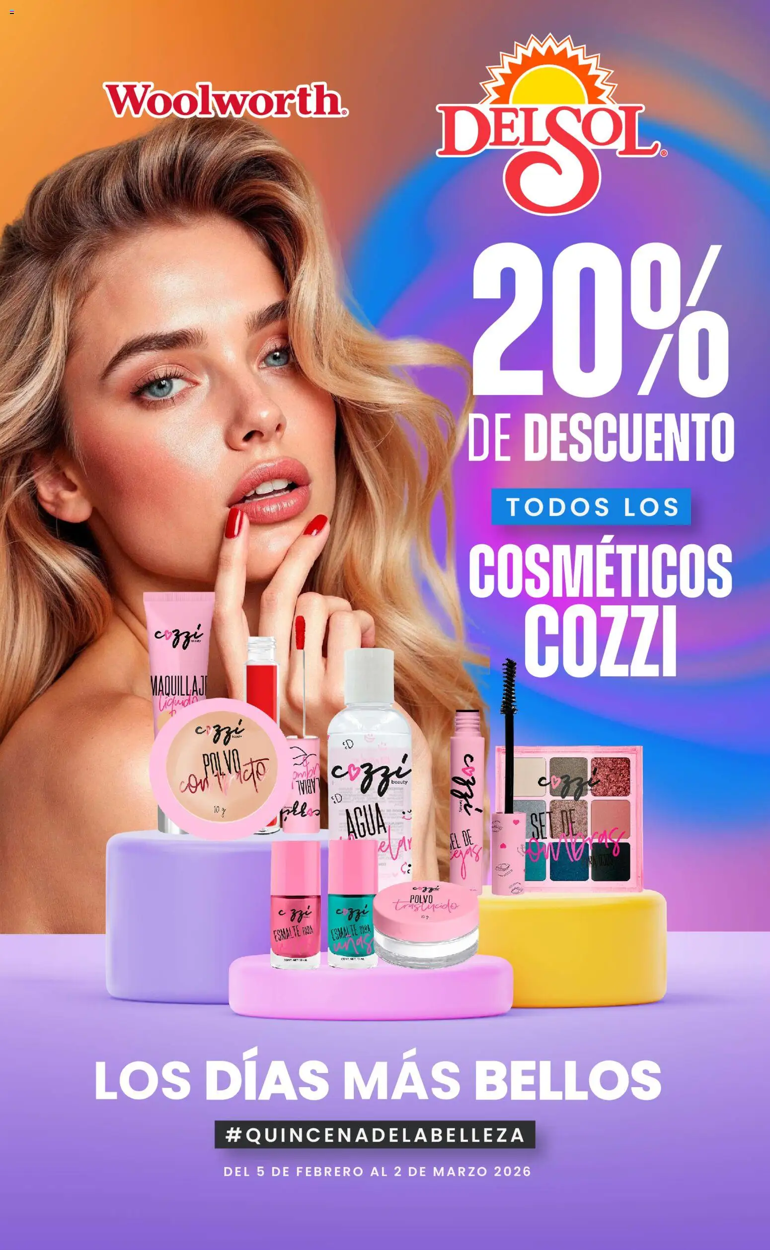 Nuevas ofertas de Del Sol y Woolworth válidas en toda la República Mexicana desde el 05.02.2026. ¡Encuentra las mejores ofertas en Del Sol y Woolworth catálogo! | Página: 1 | Productos: Agua, Maquillaje, Polvo