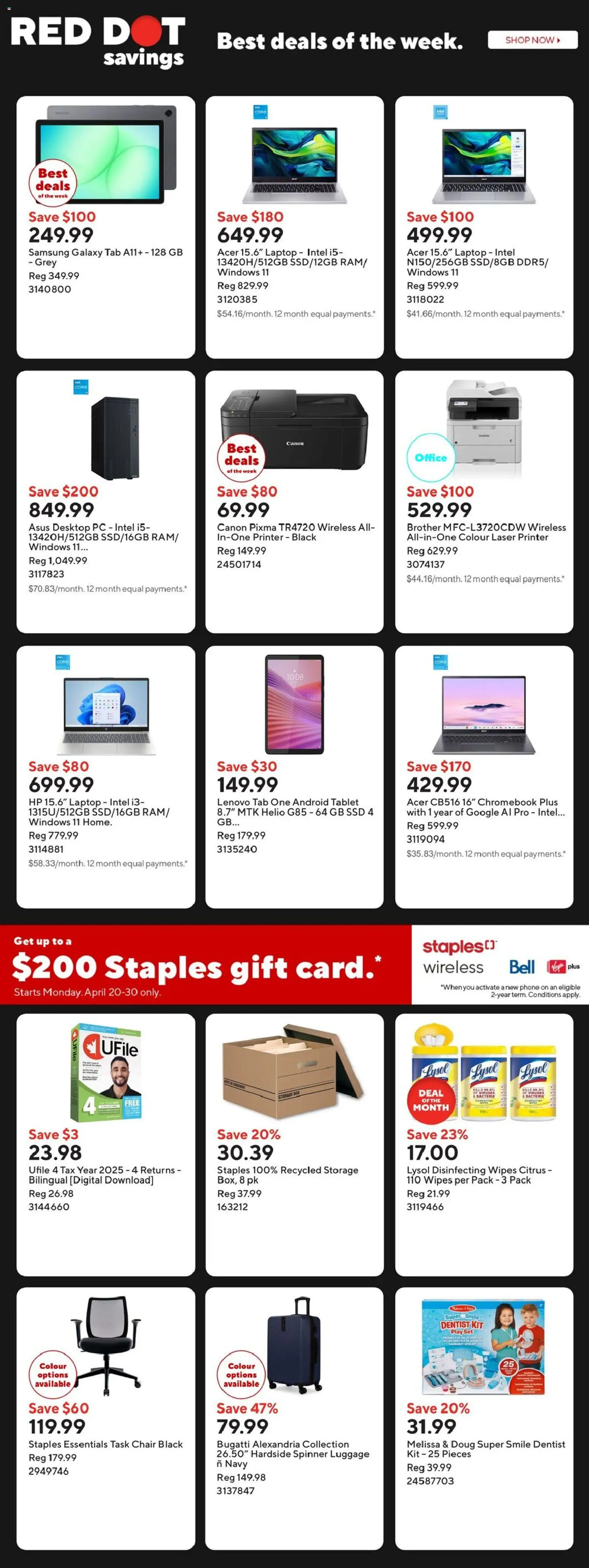 Staples flyer valid from 17.04.2026 | Page: 2 | Products: Tablet, PC, Printer, Box