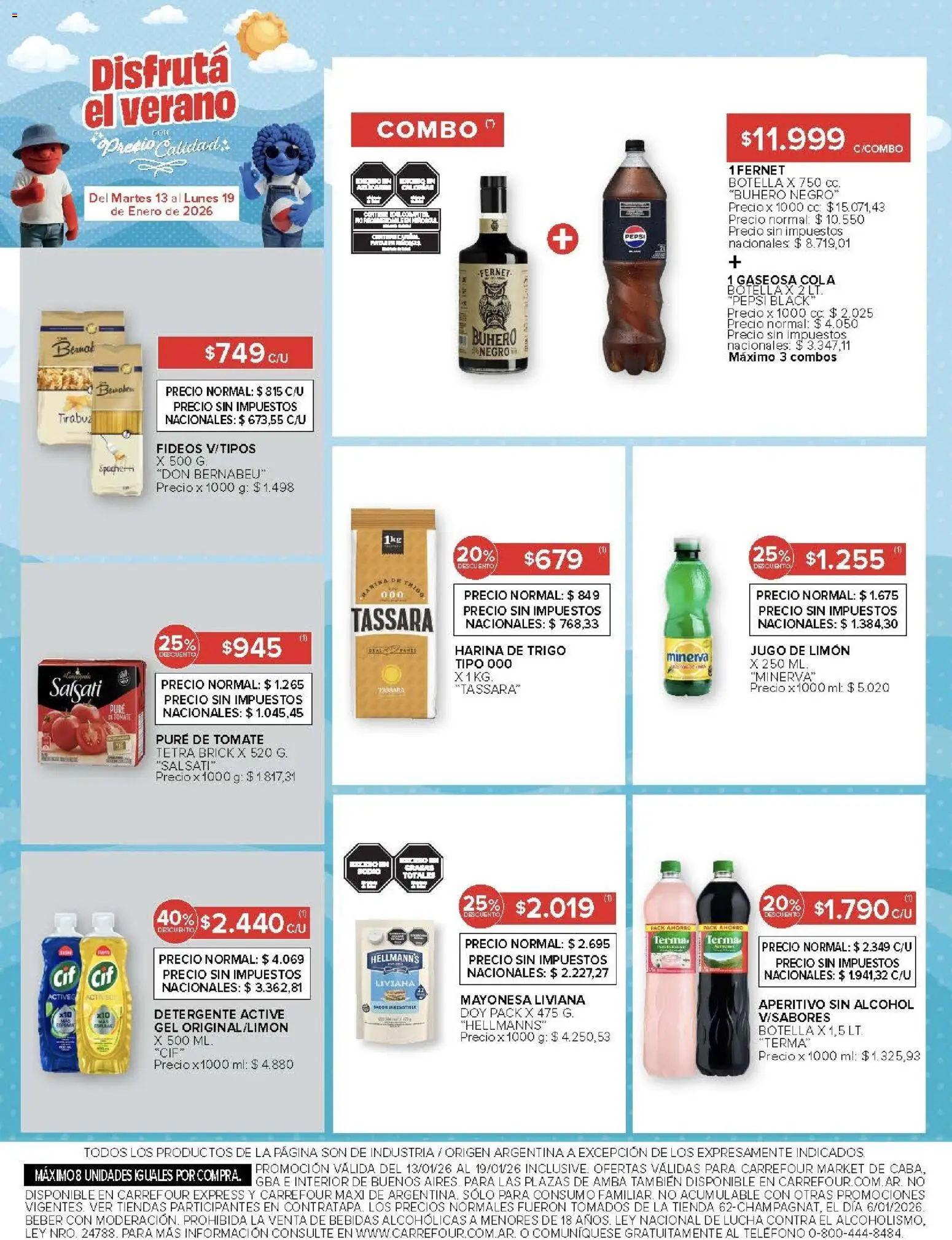 Carrefour ofertas │ válido desde el 13.01.2026 | Página: 48 | Productos: Fernet, Sal, Limón, Pure de Tomate