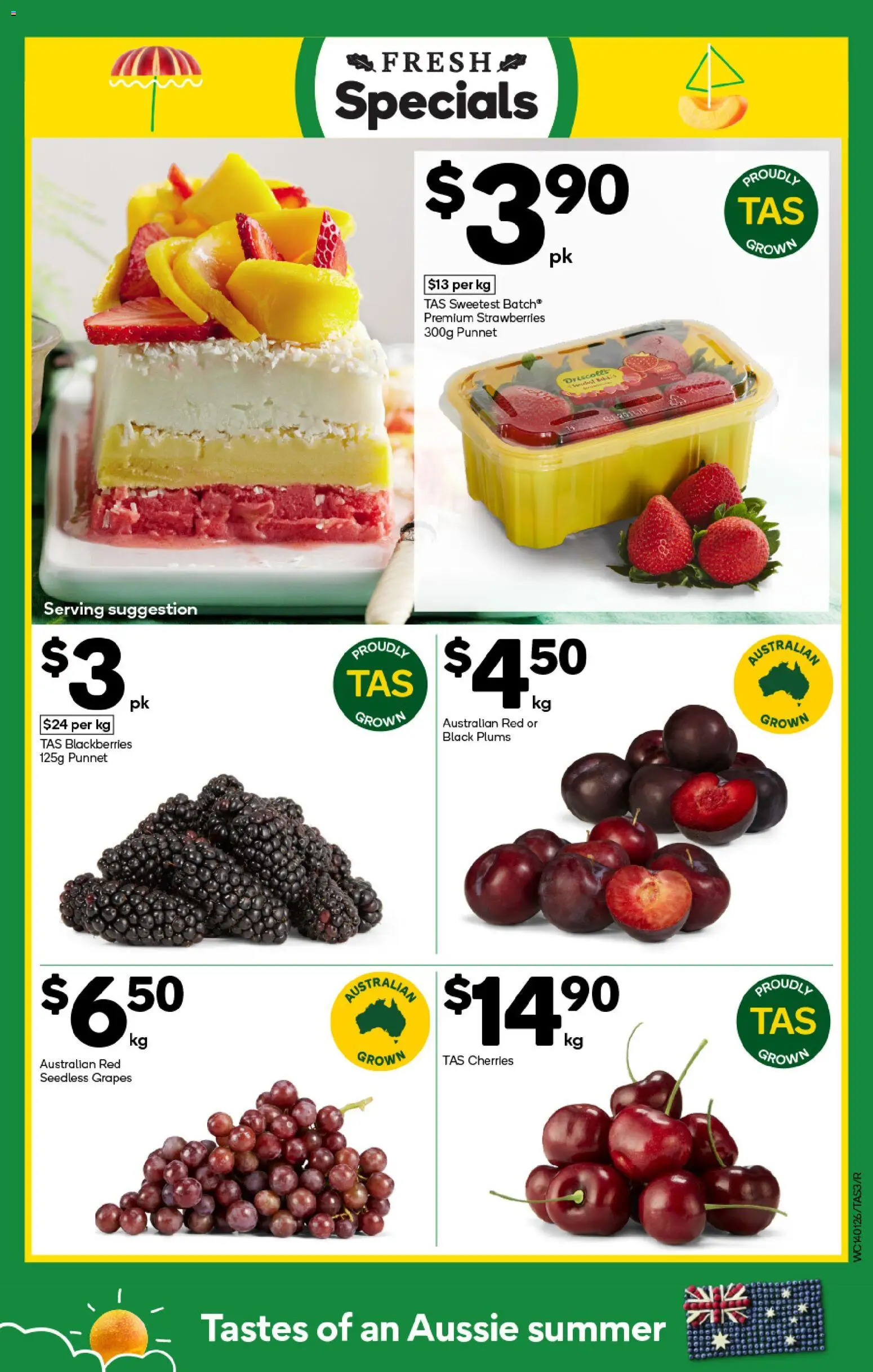 Woolworths catalogue - valid from 14.01.2026 | Page: 3 | Products: Cherries, Strawberries, Grapes, Plums