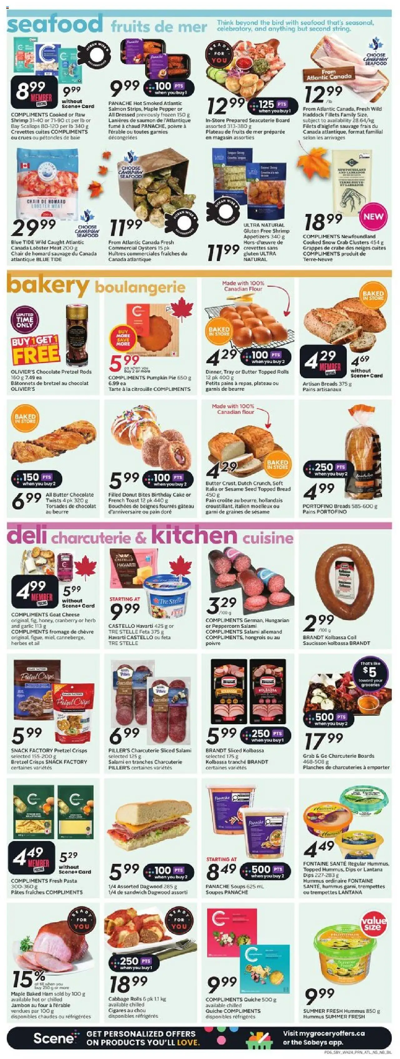 Sobeys flyer valid from 09.10.2025 | Page: 9 | Products: Bakery, Chair, Butter, Ham