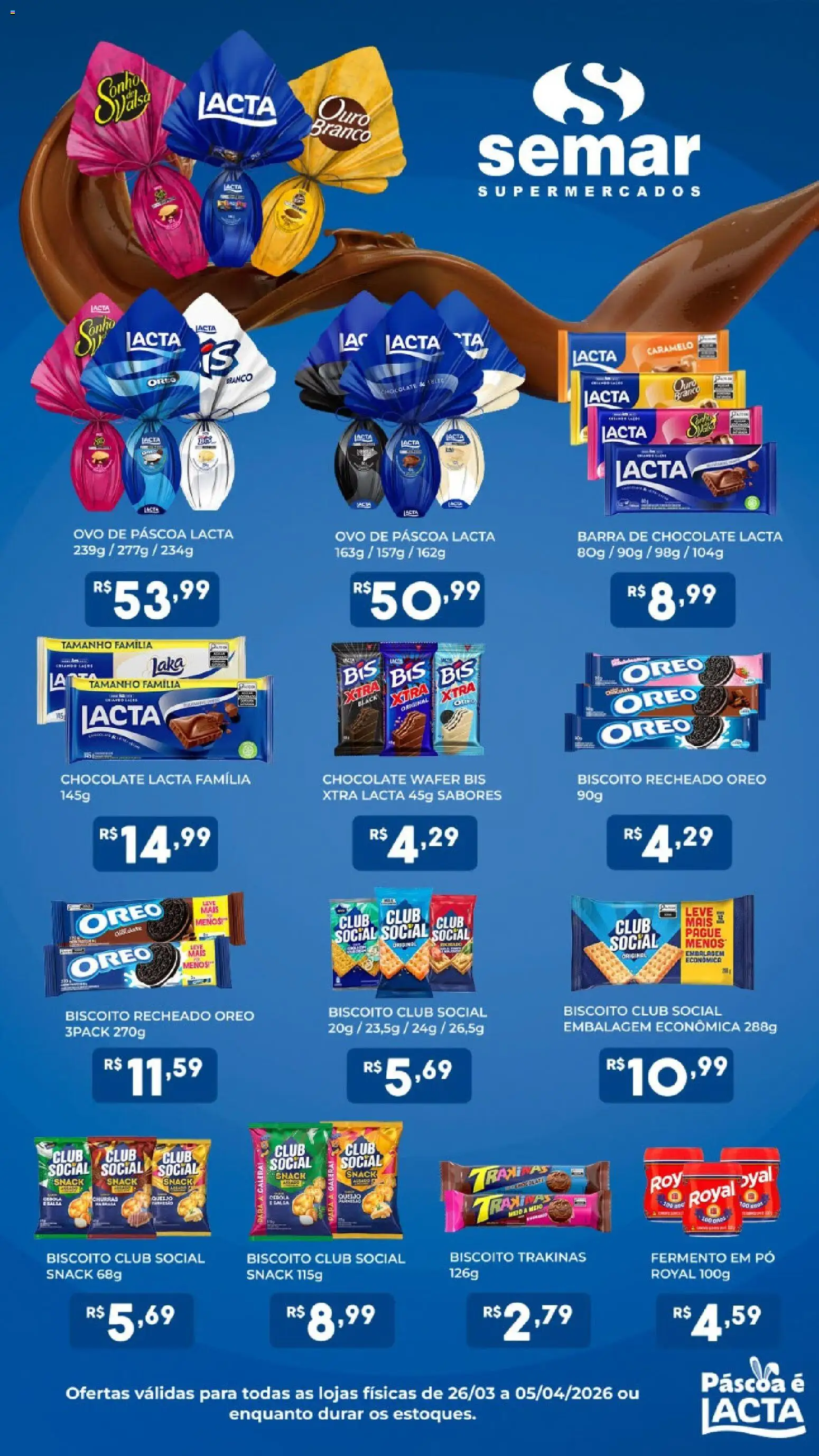 Semar Supermercado Folheto - válido de 26.03.2026 | Página: 1 | Produtos: Pó, Biscoito, Queijo, Chocolate