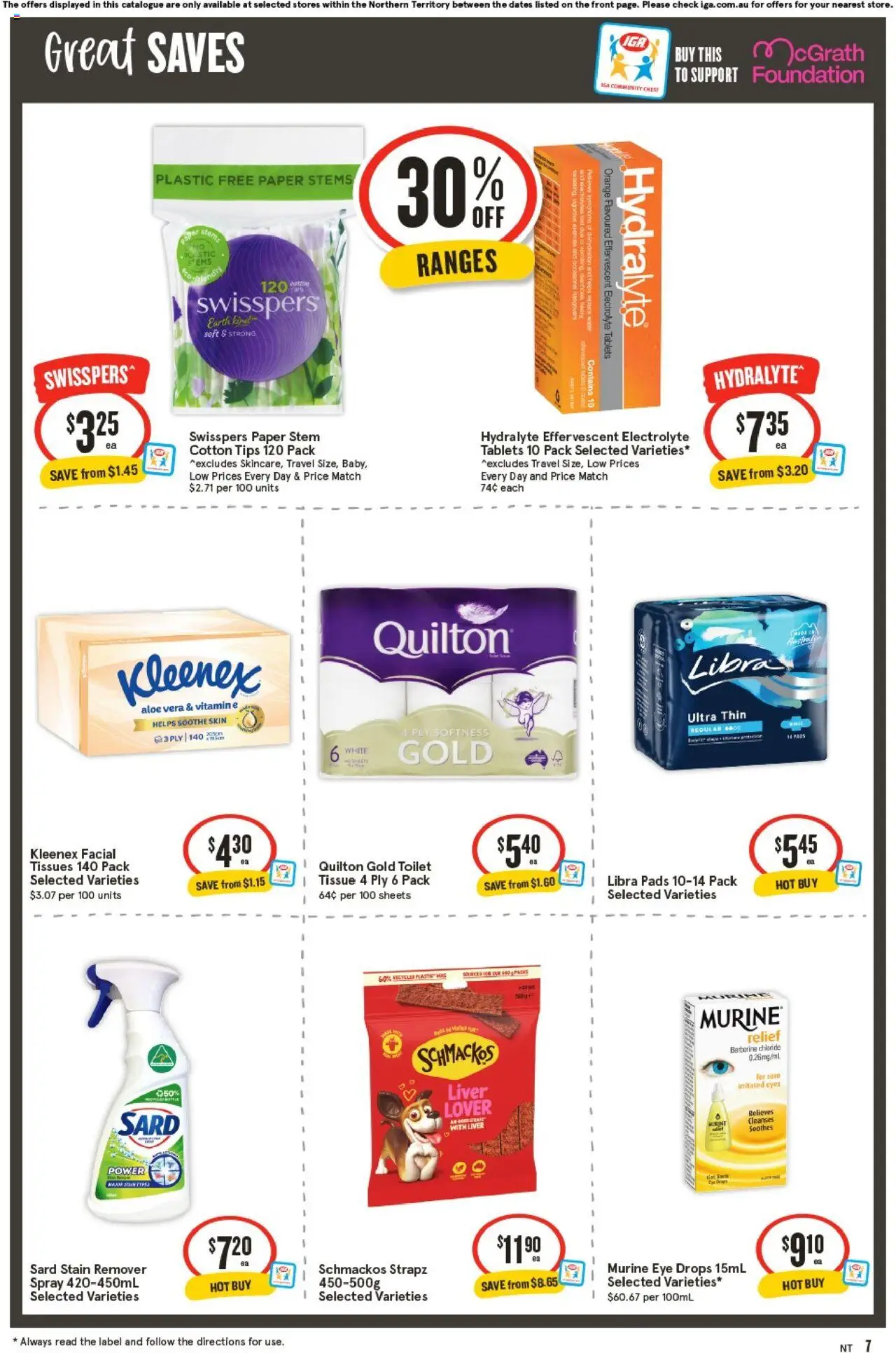 IGA catalogue - valid from 24.09.2025 | Page: 7 | Products: Toilet, Tablets, Cotton tips, Tissues
