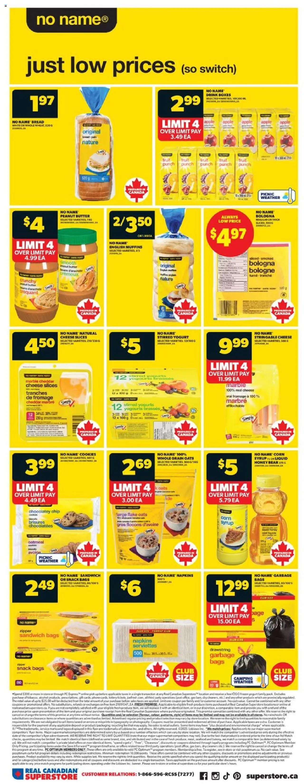Real Canadian Superstore flyer valid from 31.07.2025 | Page: 7 | Products: PC, Butter, Cheese, Bread