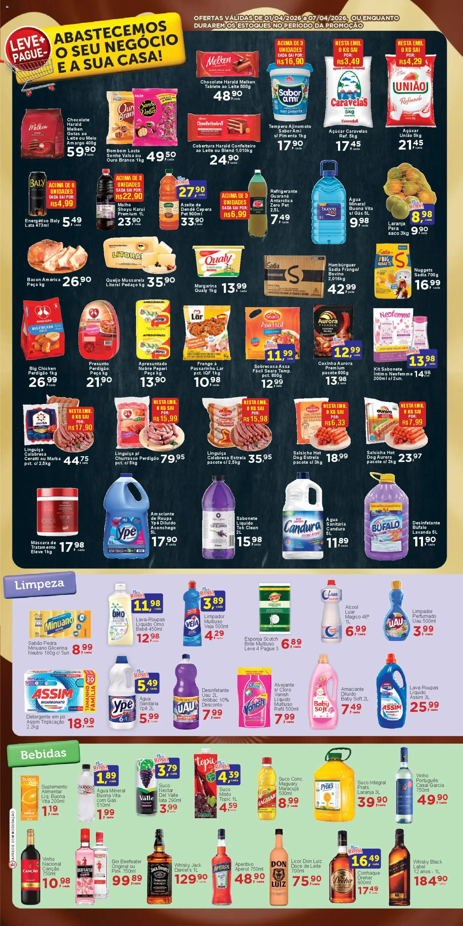 Rossi Supermercados Folheto - válido de 01.04.2026 | Página: 3 | Produtos: Guaraná, Queijo, Açúcar, Vanish