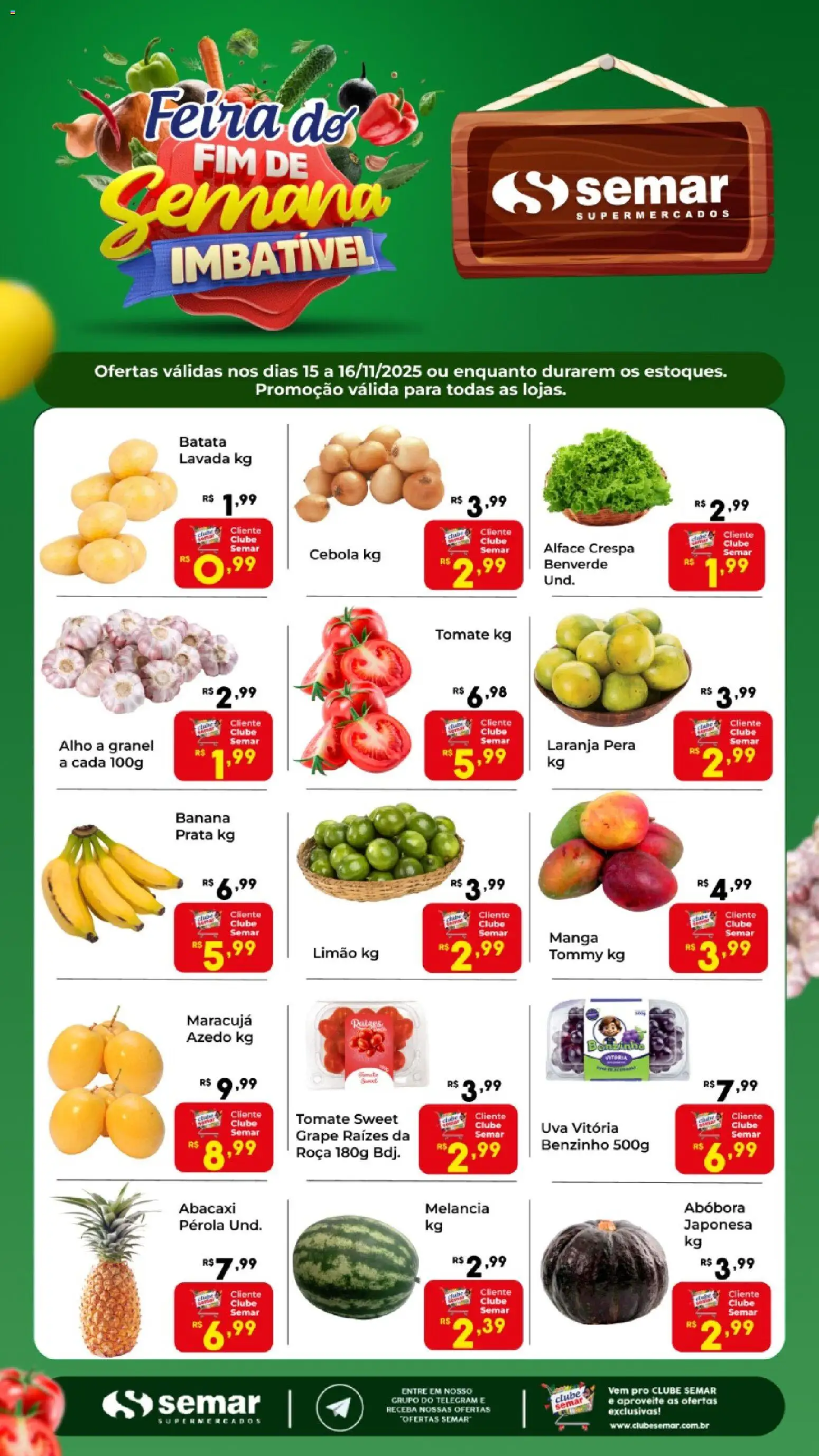 Semar Supermercado Folheto - válido de 15.11.2025 | Página: 1 | Produtos: Maracujá, Abóbora, Alface, Batata