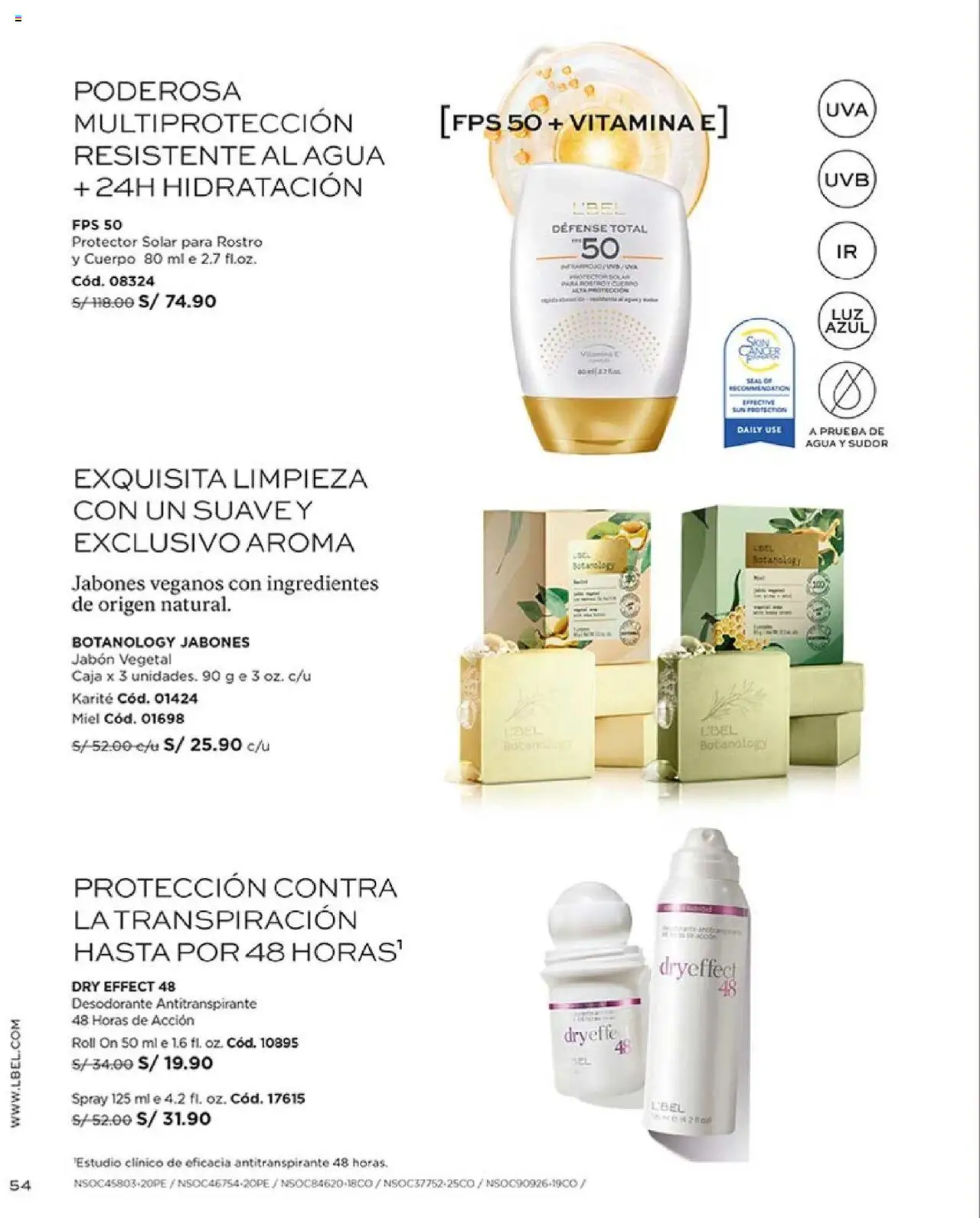 Catálogo L'Bel válido desde 03.10.2025 | Página: 54 | Productos: Protector solar, Jabón, Desodorante, Caja