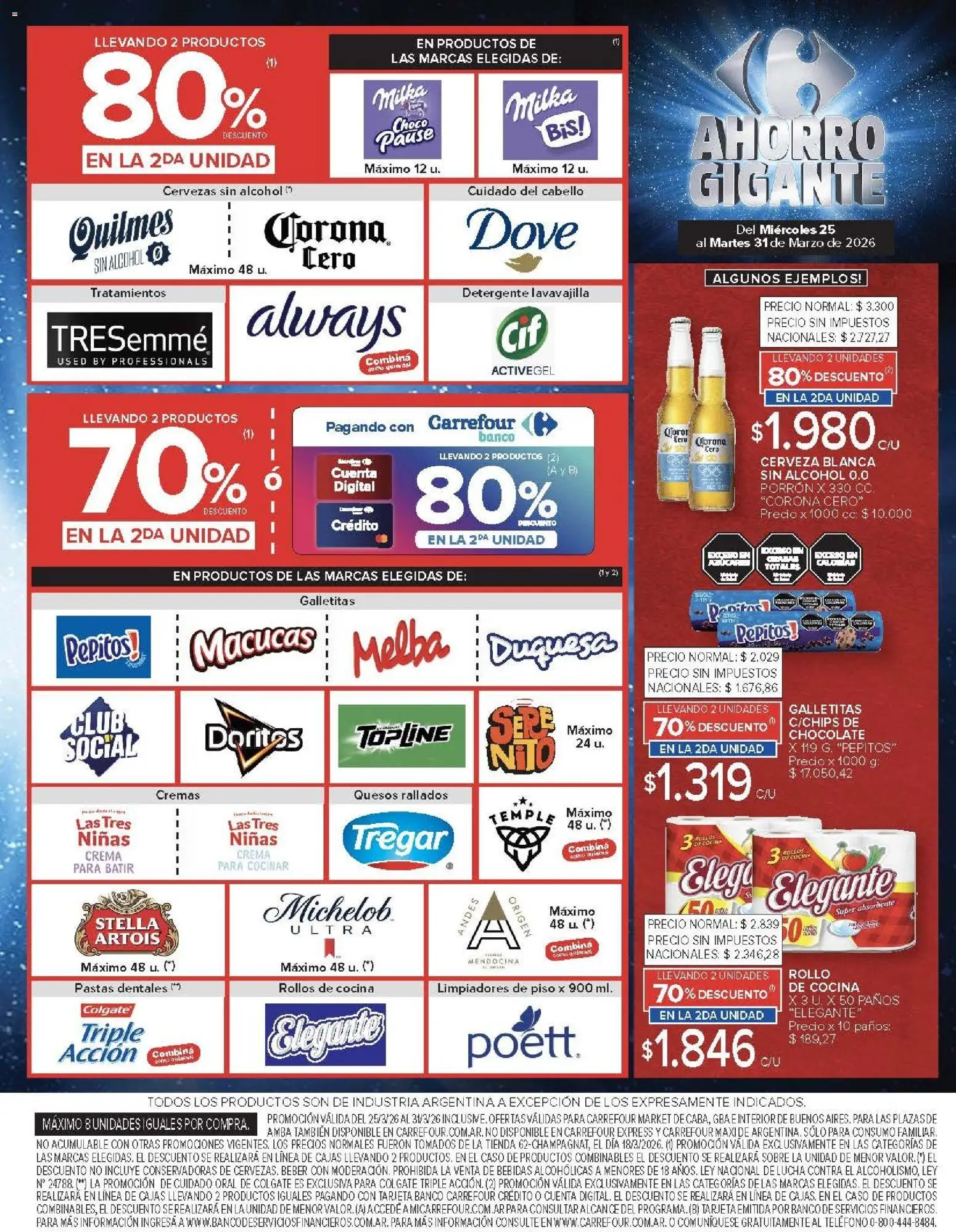 Carrefour ofertas │ válido desde el 25.03.2026 | Página: 42 | Productos: Banco, Galletitas, Cerveza, Crema