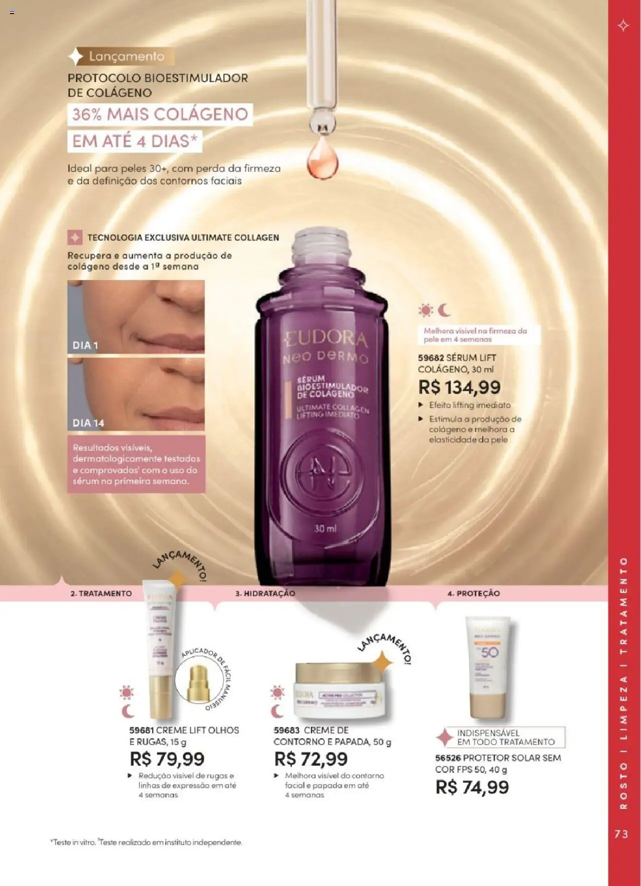 Eudora Folheto - válido de 06.06.2025 | Página: 73 | Produtos: Colágeno, Protetor solar, Sérum, Creme