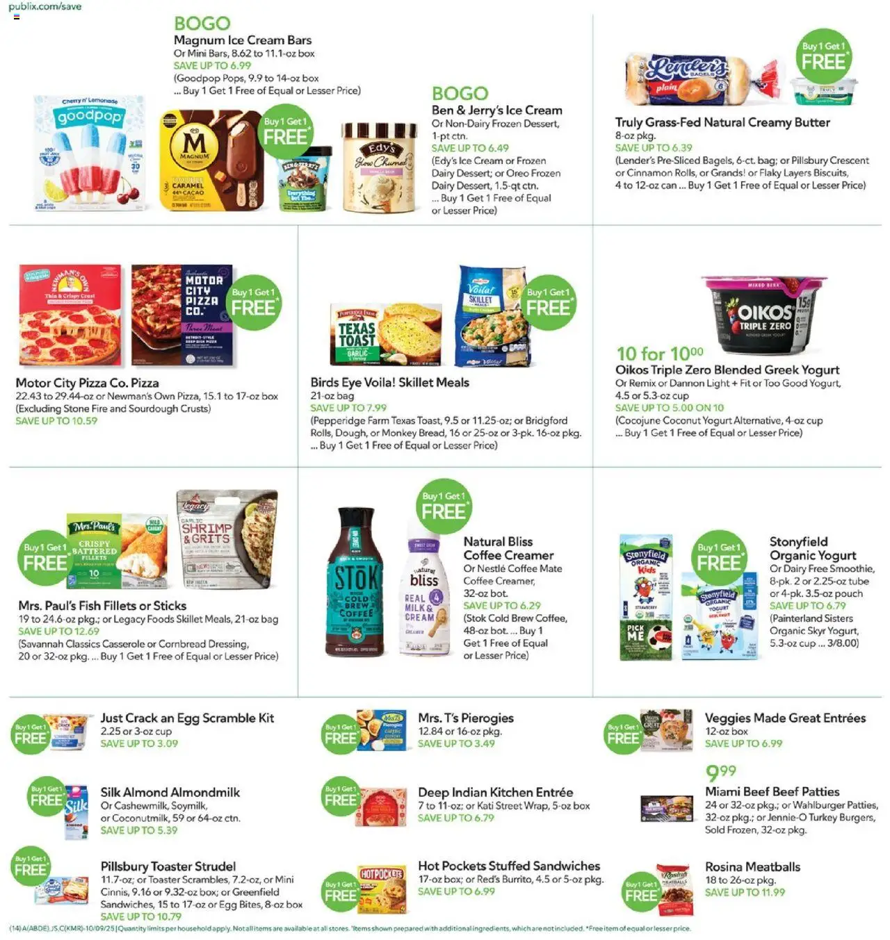 Publix Leaflet - valid from 08.10.2025 | Page: 14 | Products: Milk, Pizza, Cream, Ice cream