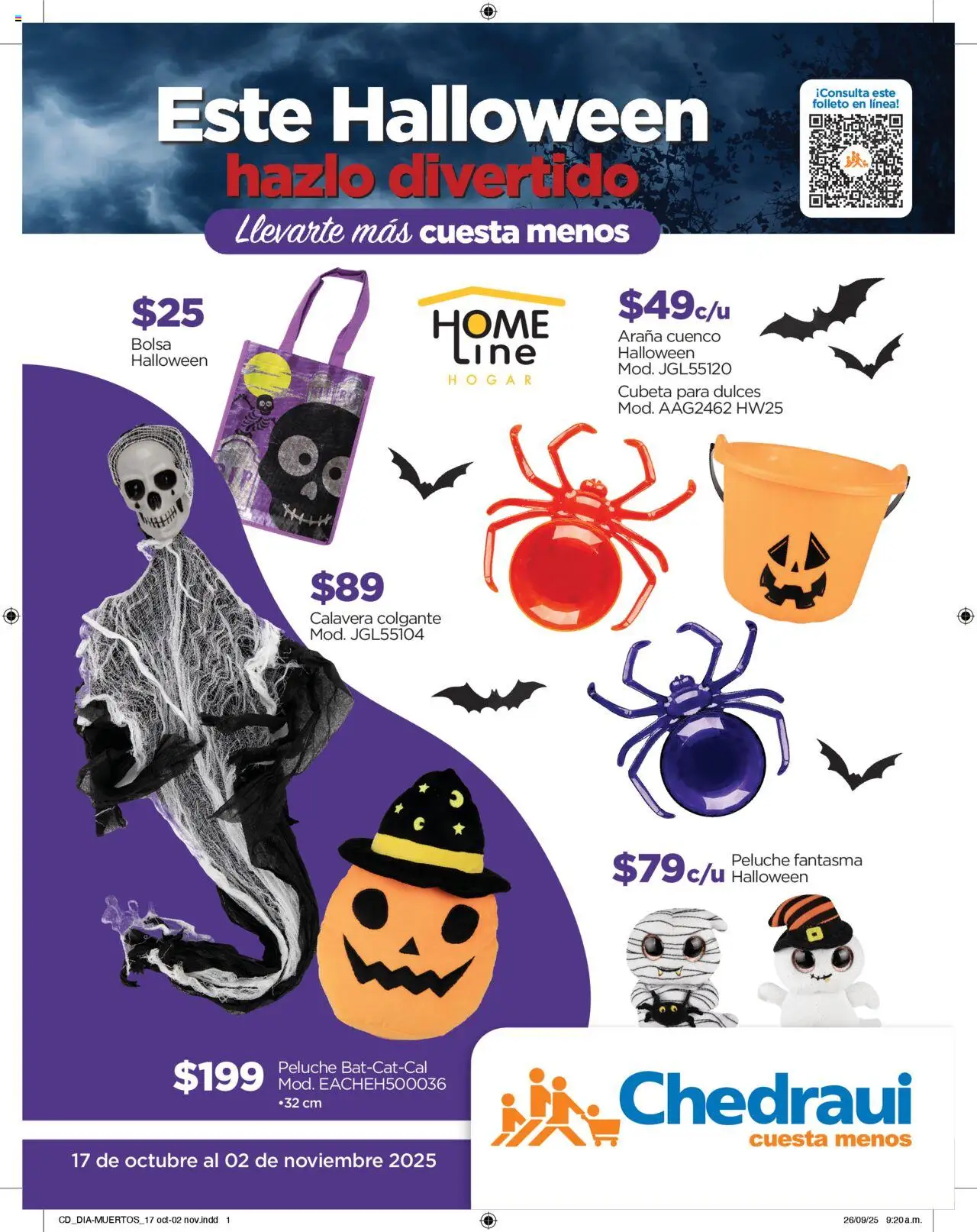 Nuevas ofertas de Chedraui válidas en toda la República Mexicana desde el 17.10.2025. ¡Encuentra las mejores ofertas en Chedraui folleto Este Halloween hazlo divertido! | Página: 1 | Productos: Bolsa, Dulces